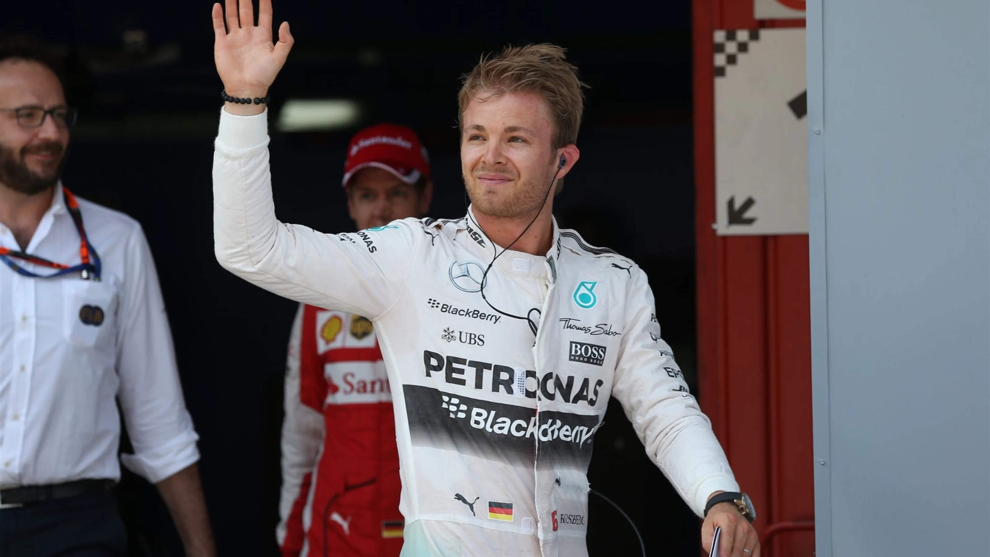 Pole sitter Nico Rosberg (GER) Mercedes AMG F1 celebrates in parc ferme at Formula One World
