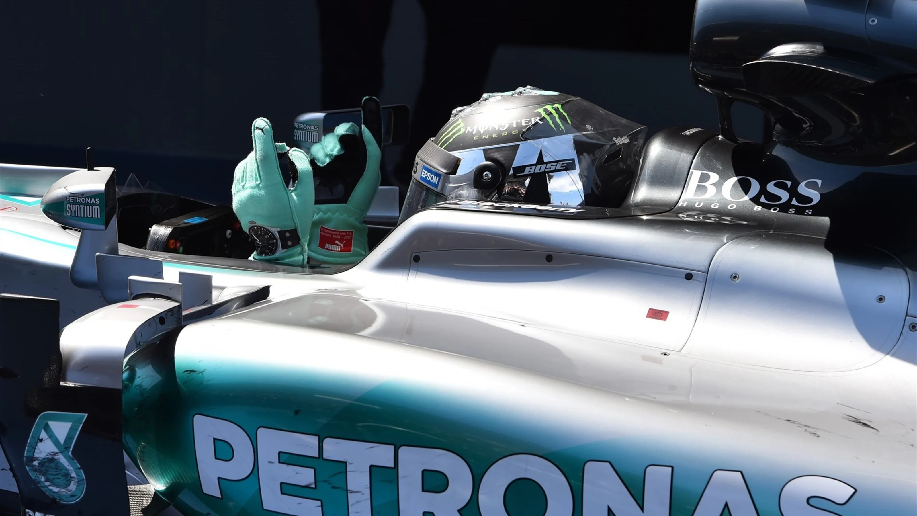 Race winner Nico Rosberg (GER) Mercedes AMG F1 W06 celebrates in parc ferme at Formula One World