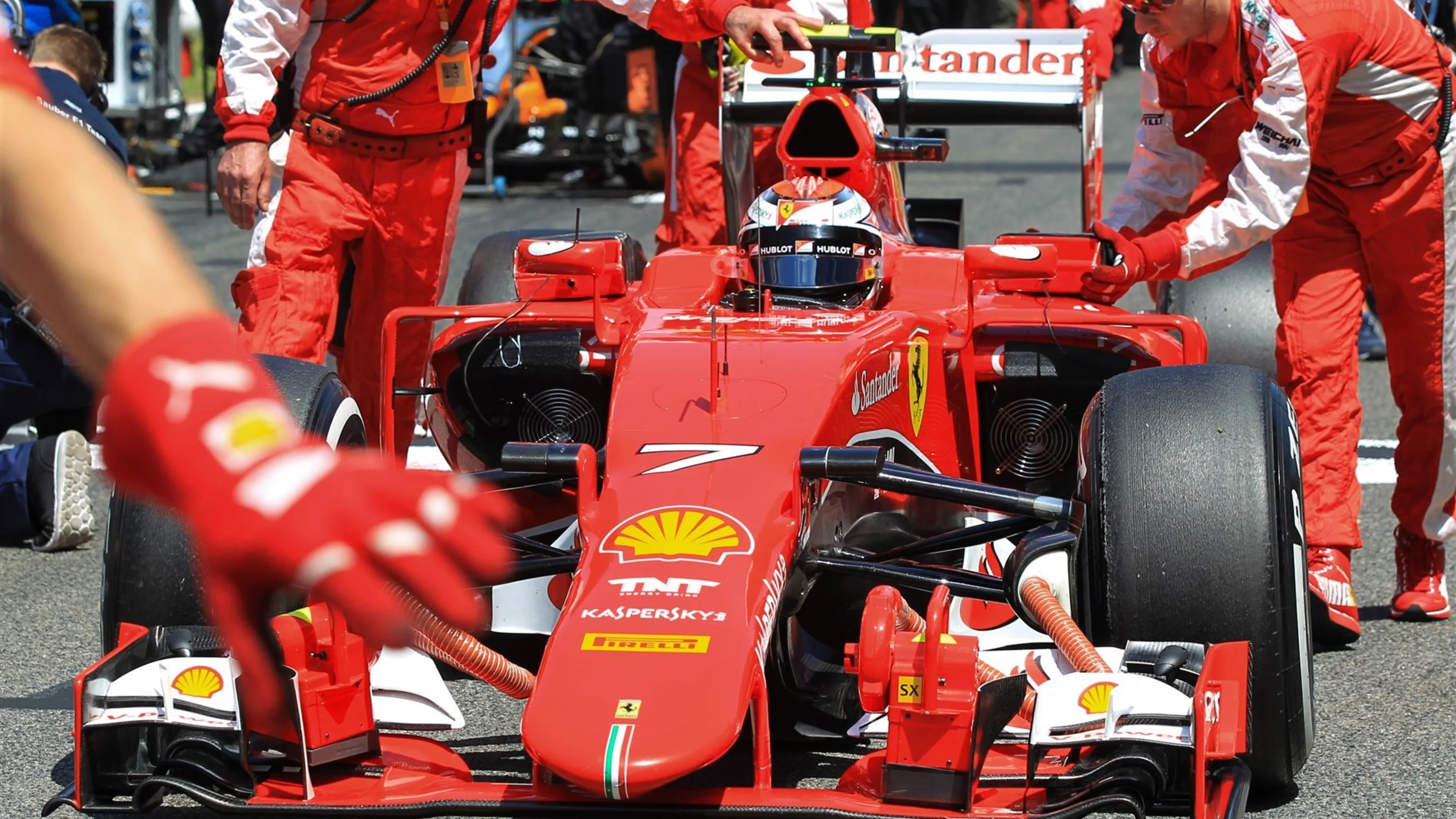Kimi Raikkonen (FIN) Ferrari SF15-T on the grid at Formula One World Championship, Rd5, Spanish