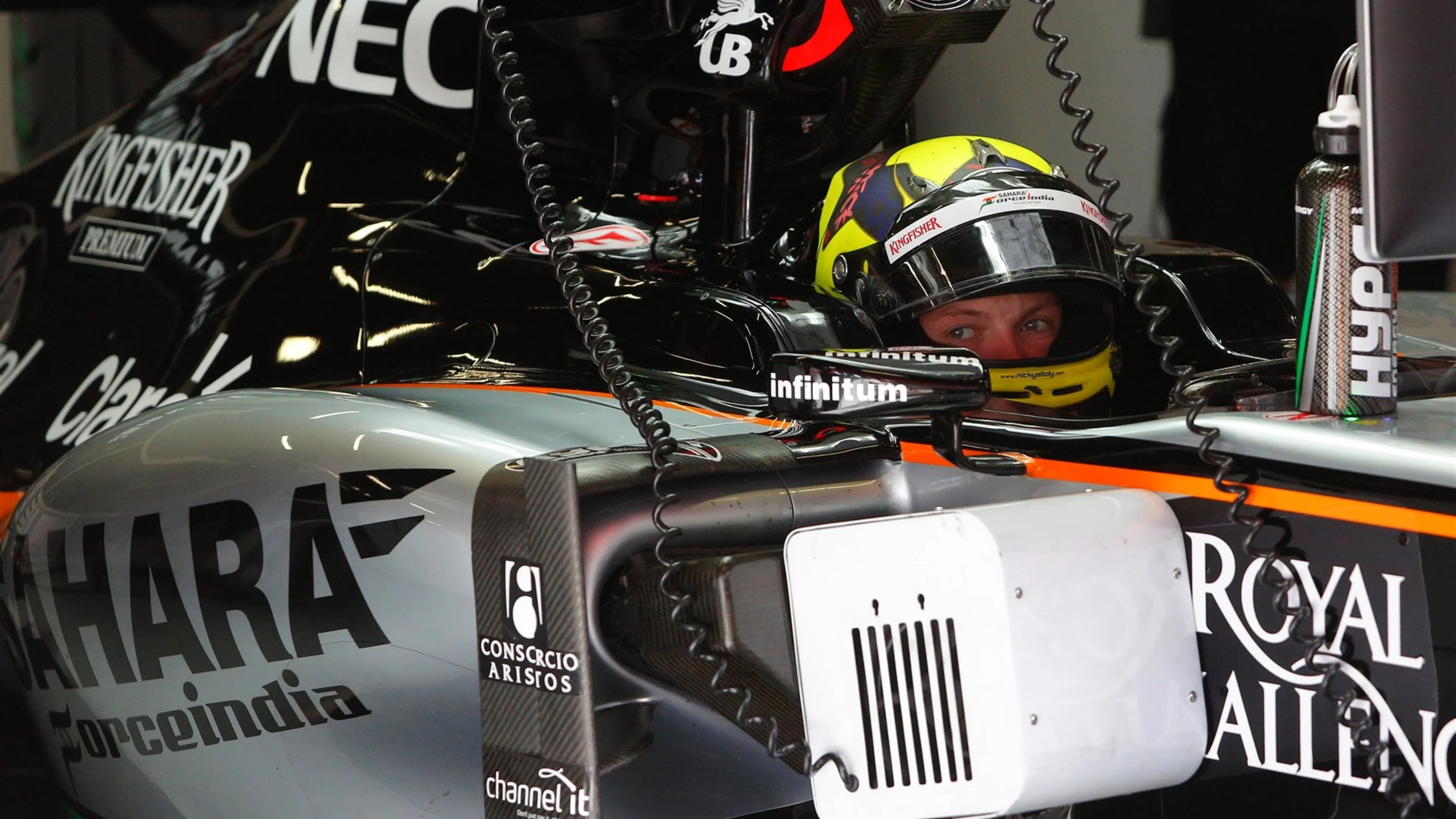 Nick Yelloly (GBR) Force India VJM08 at Formula One Testing, Day One, Barcelona, Spain, 12 May 2015.