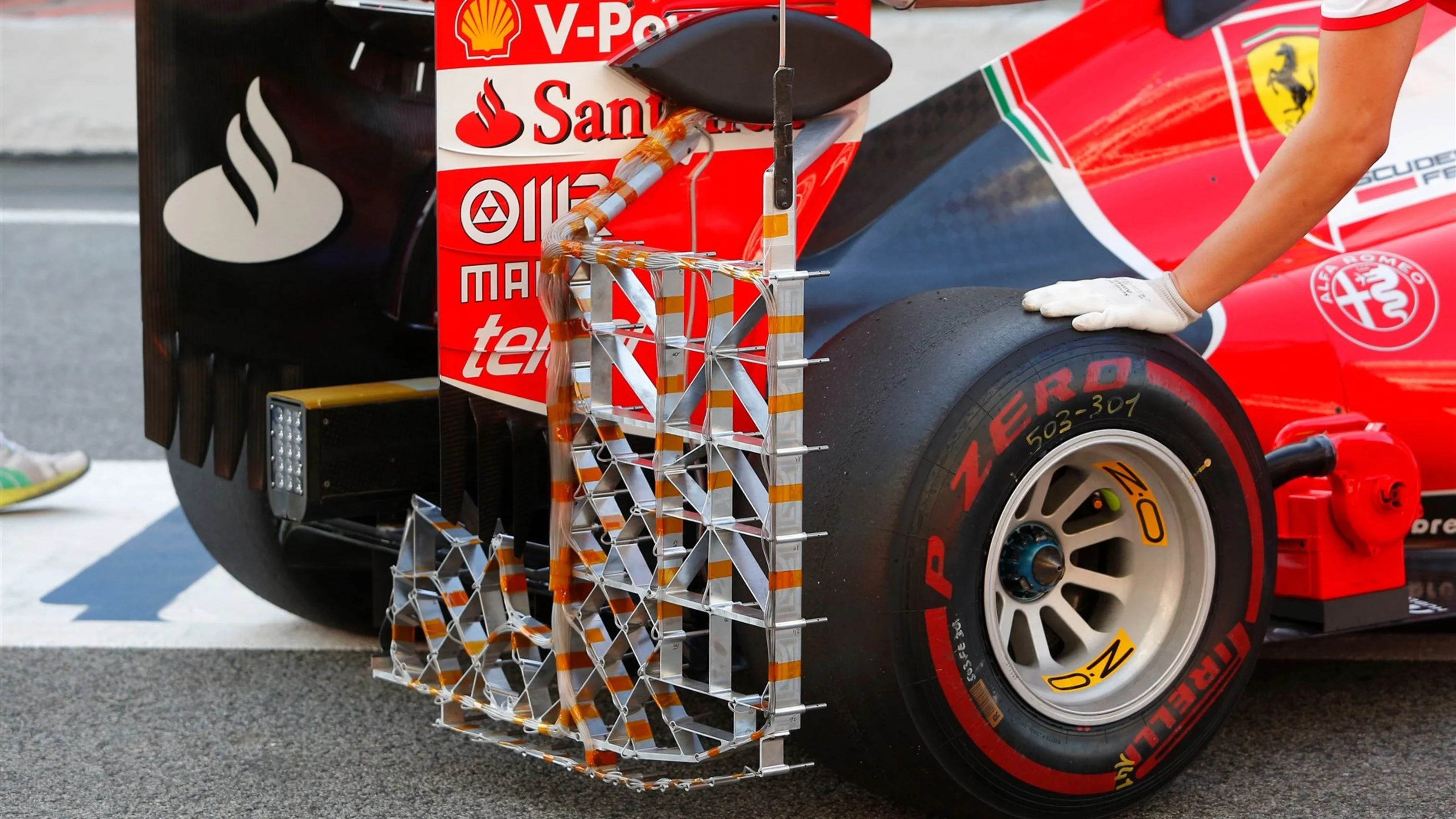 Raffaele Marciello (ITA) Ferrari SF15-T rear wing aero sensor at Formula One Testing, Day One,