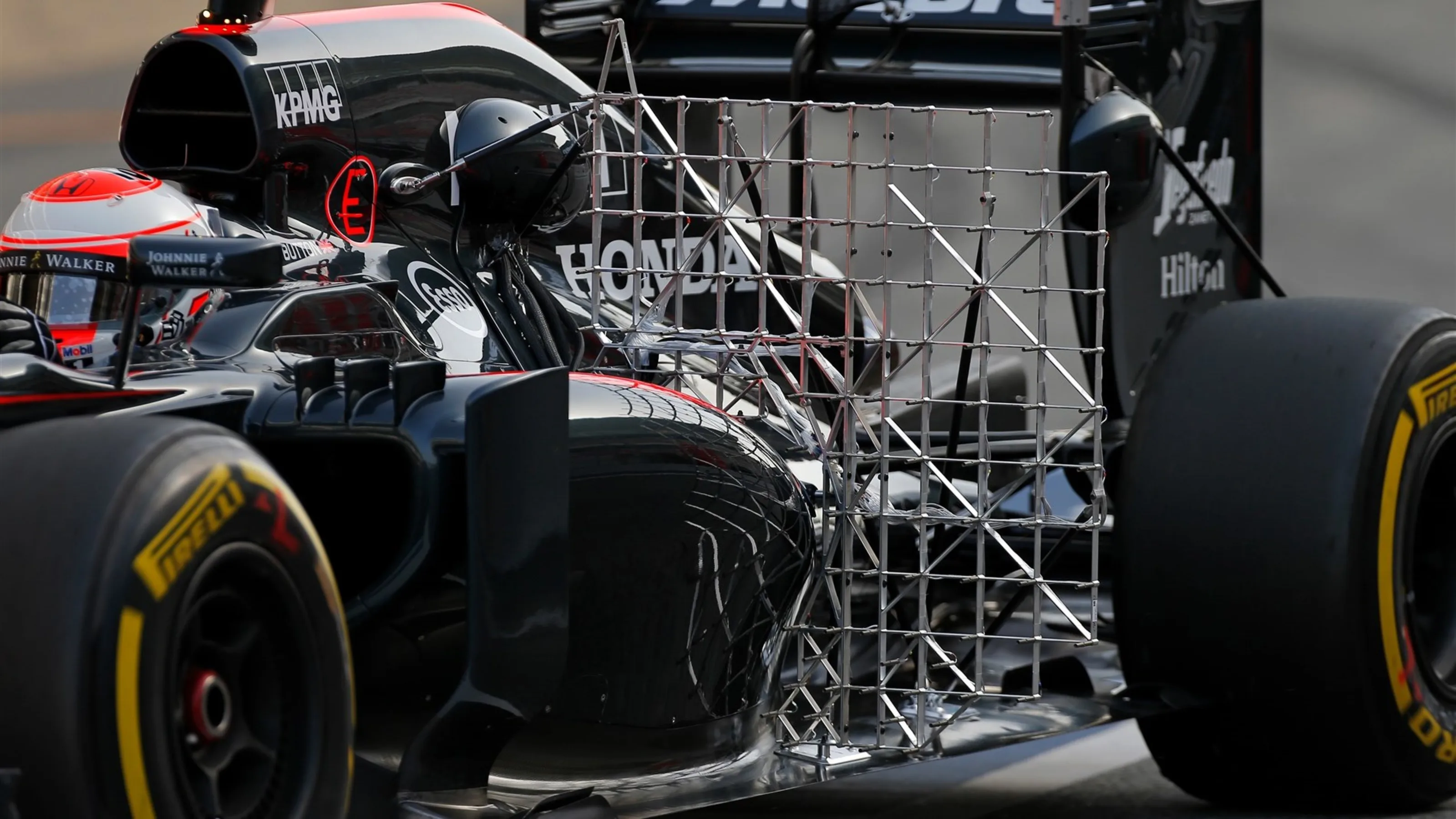 Jenson Button (GBR) McLaren MP4-30 with aero sensor at Formula One Testing, Day Two, Barcelona,
