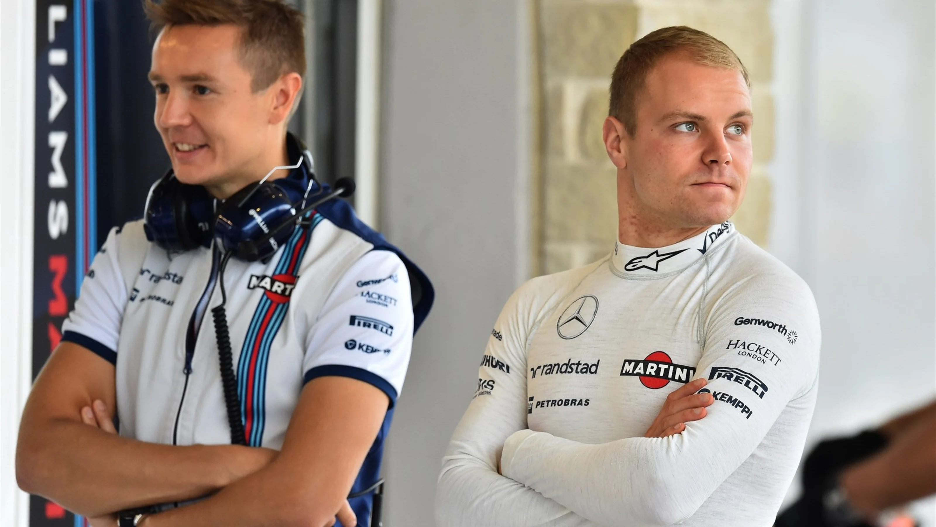 Valtteri Bottas (FIN) Williams with Antti Vierula (FIN) trainer at Formula One World Championship,