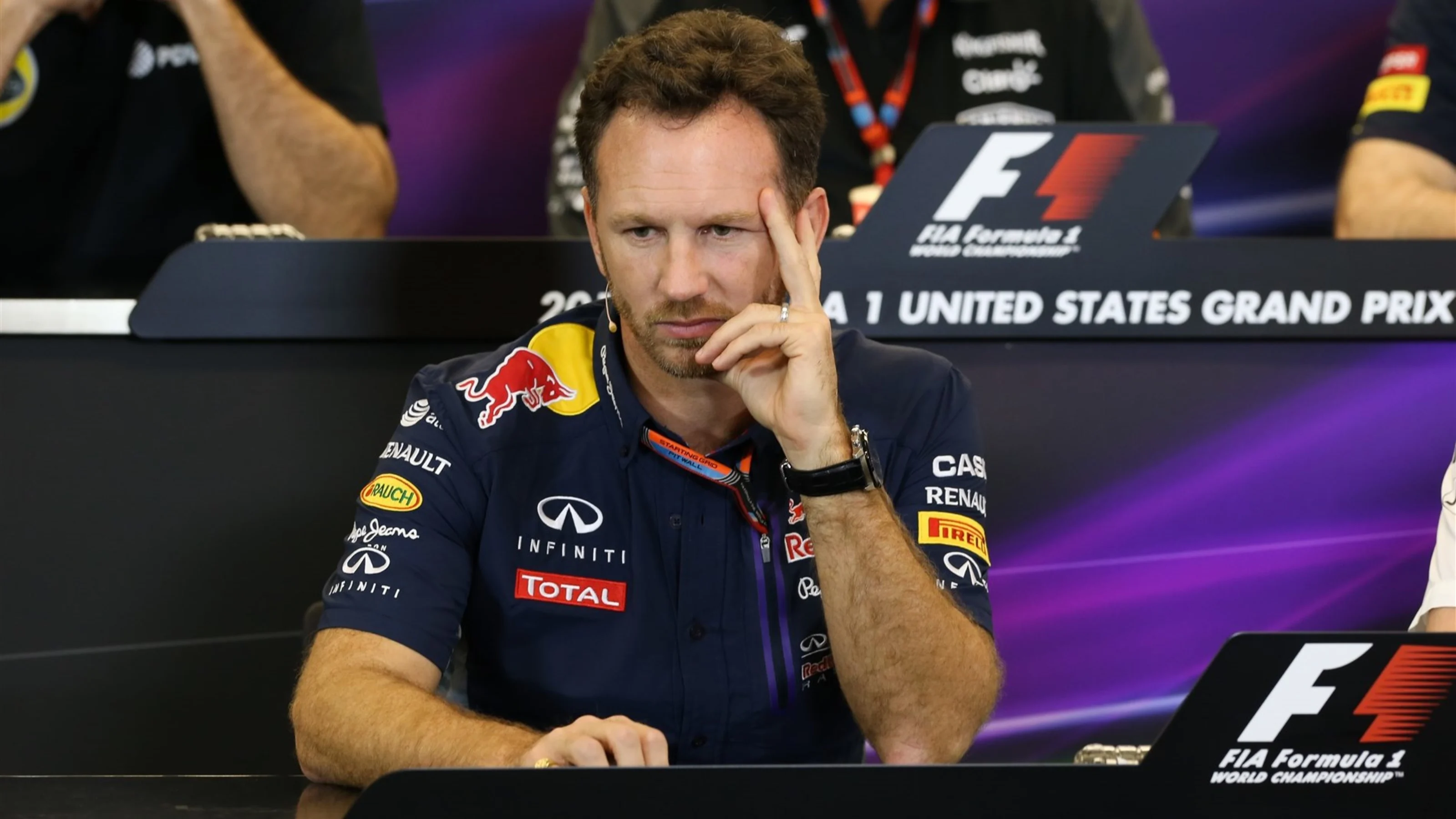 Christian Horner (GBR) Red Bull Racing Team Principal in the Press Conference at Formula One World