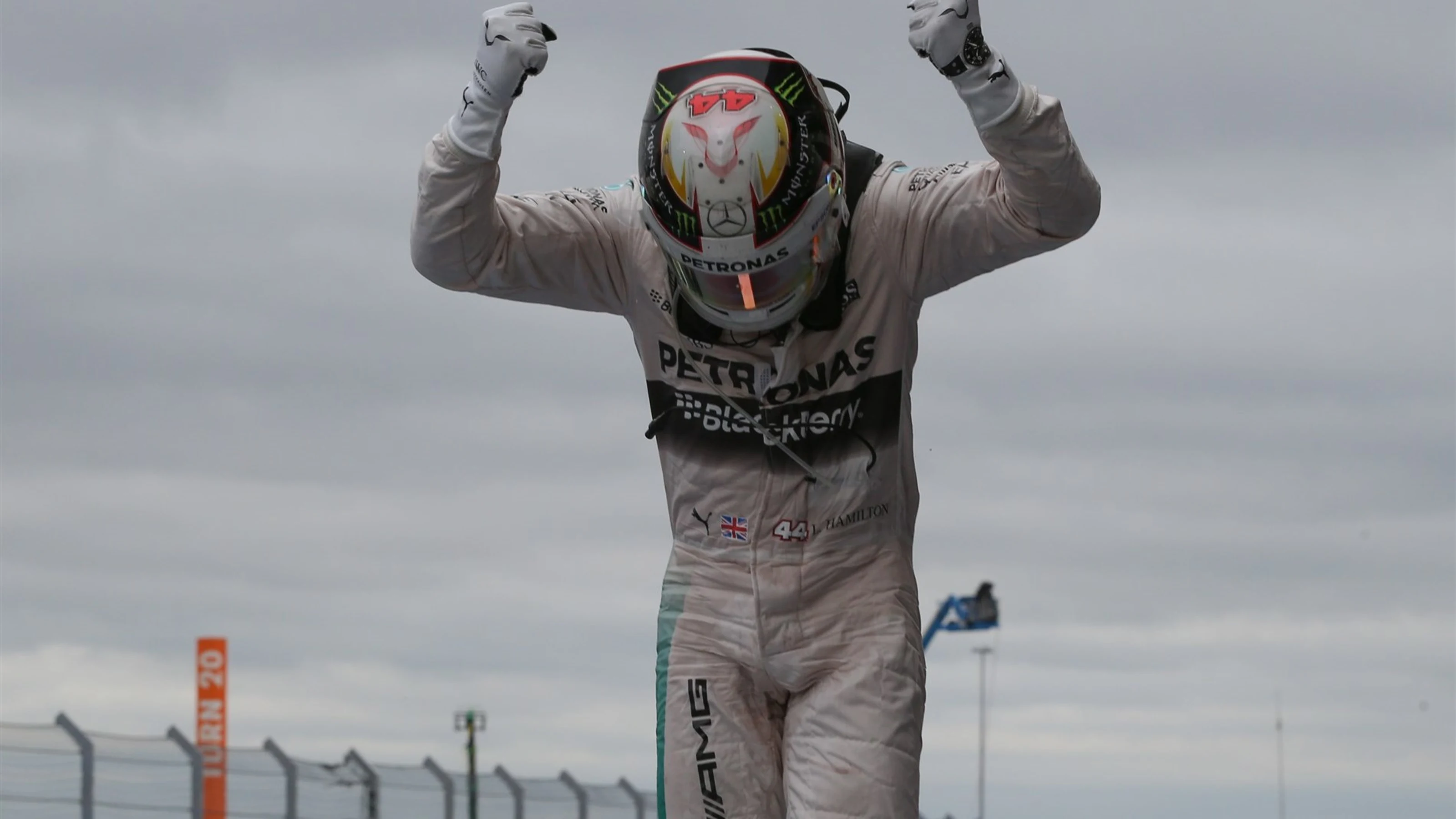 Race winner and new World Champion Lewis Hamilton (GBR) Mercedes AMG F1 celebrates in parc ferme at