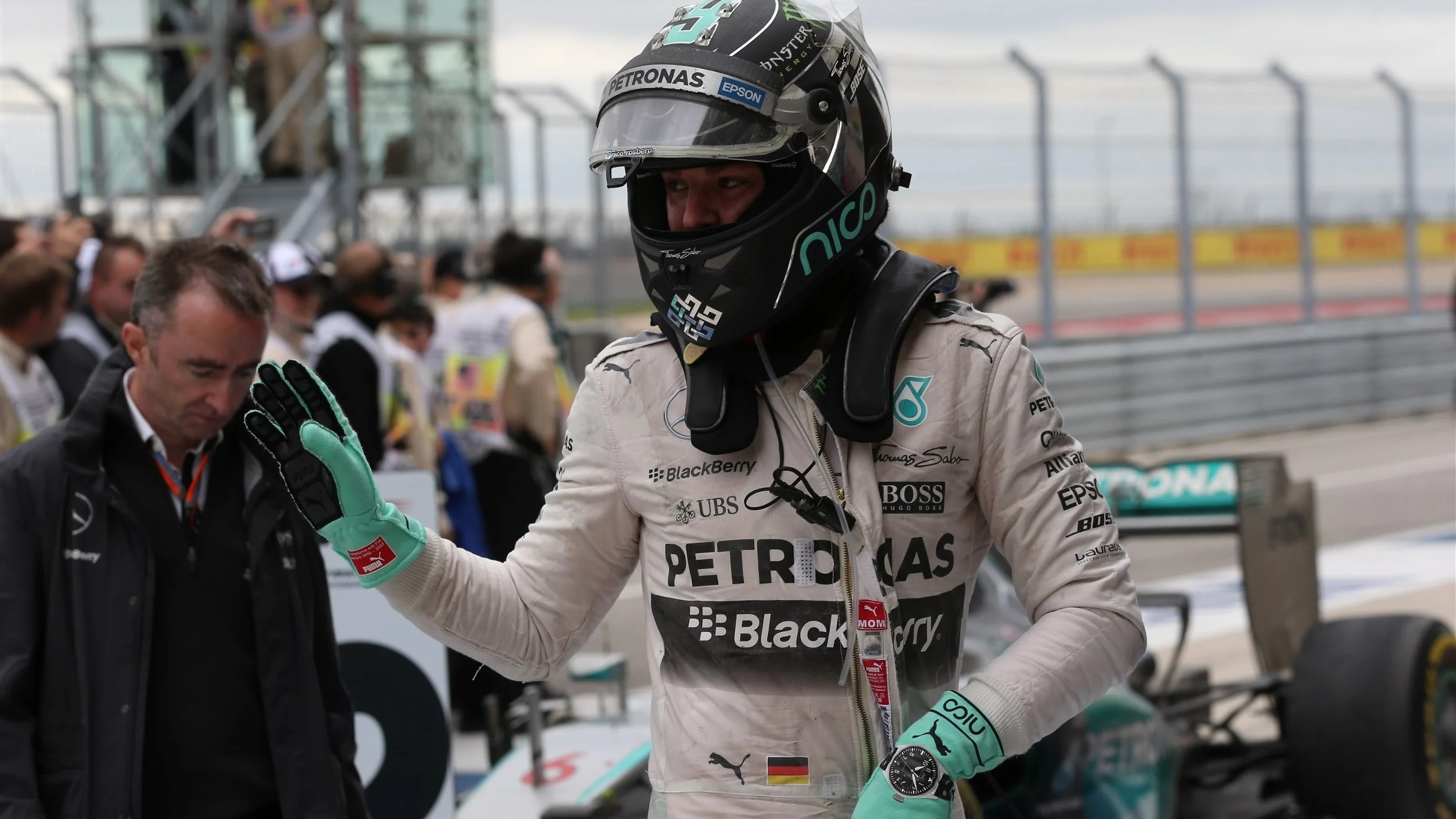 Nico Rosberg (GER) Mercedes AMG F1 celebrates in parc ferme at Formula One World Championship,