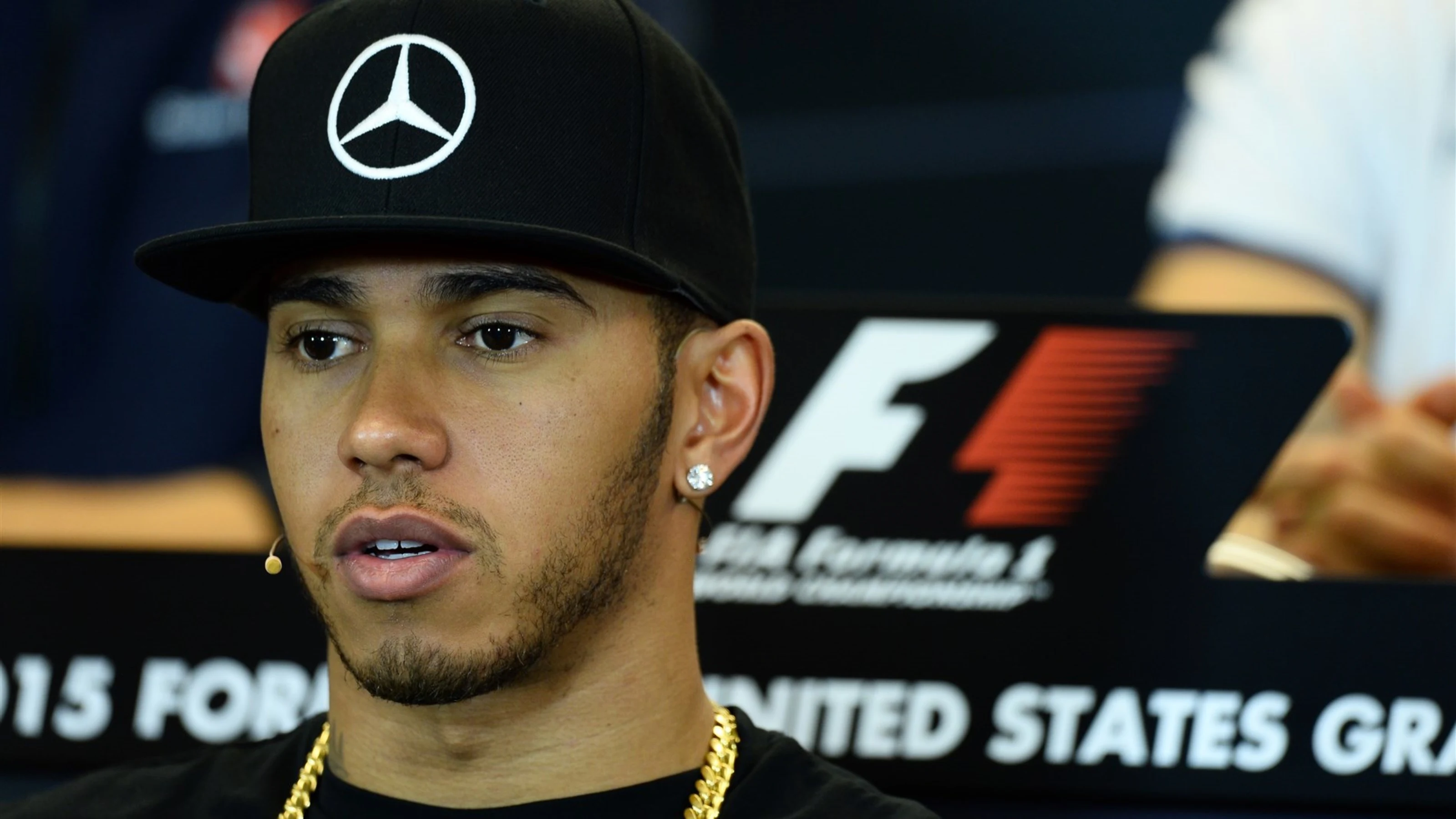 Lewis Hamilton (GBR) Mercedes AMG F1 in the Press Conference at Formula One World Championship,