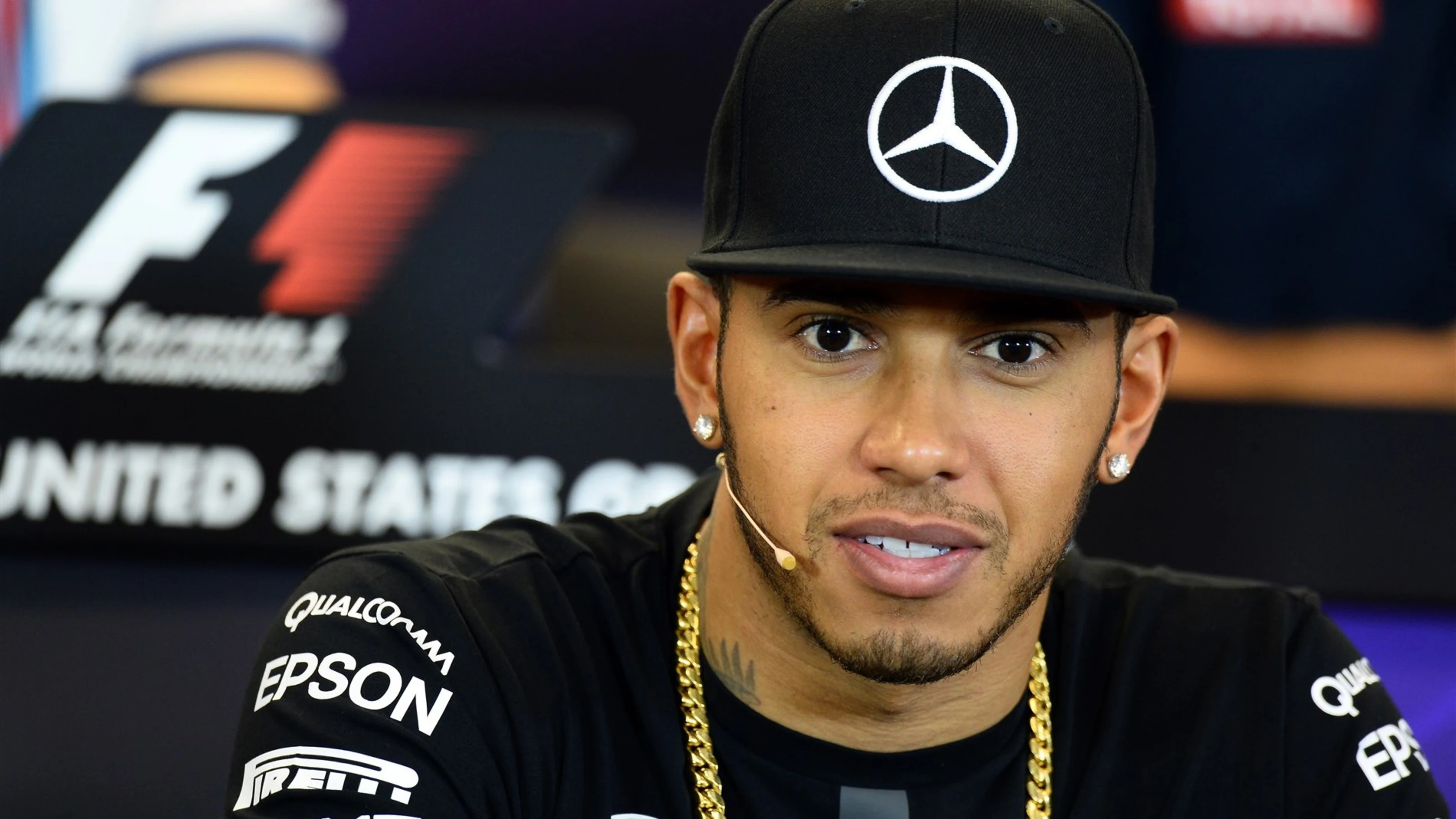 Lewis Hamilton (GBR) Mercedes AMG F1 in the press conference at Formula One World Championship,