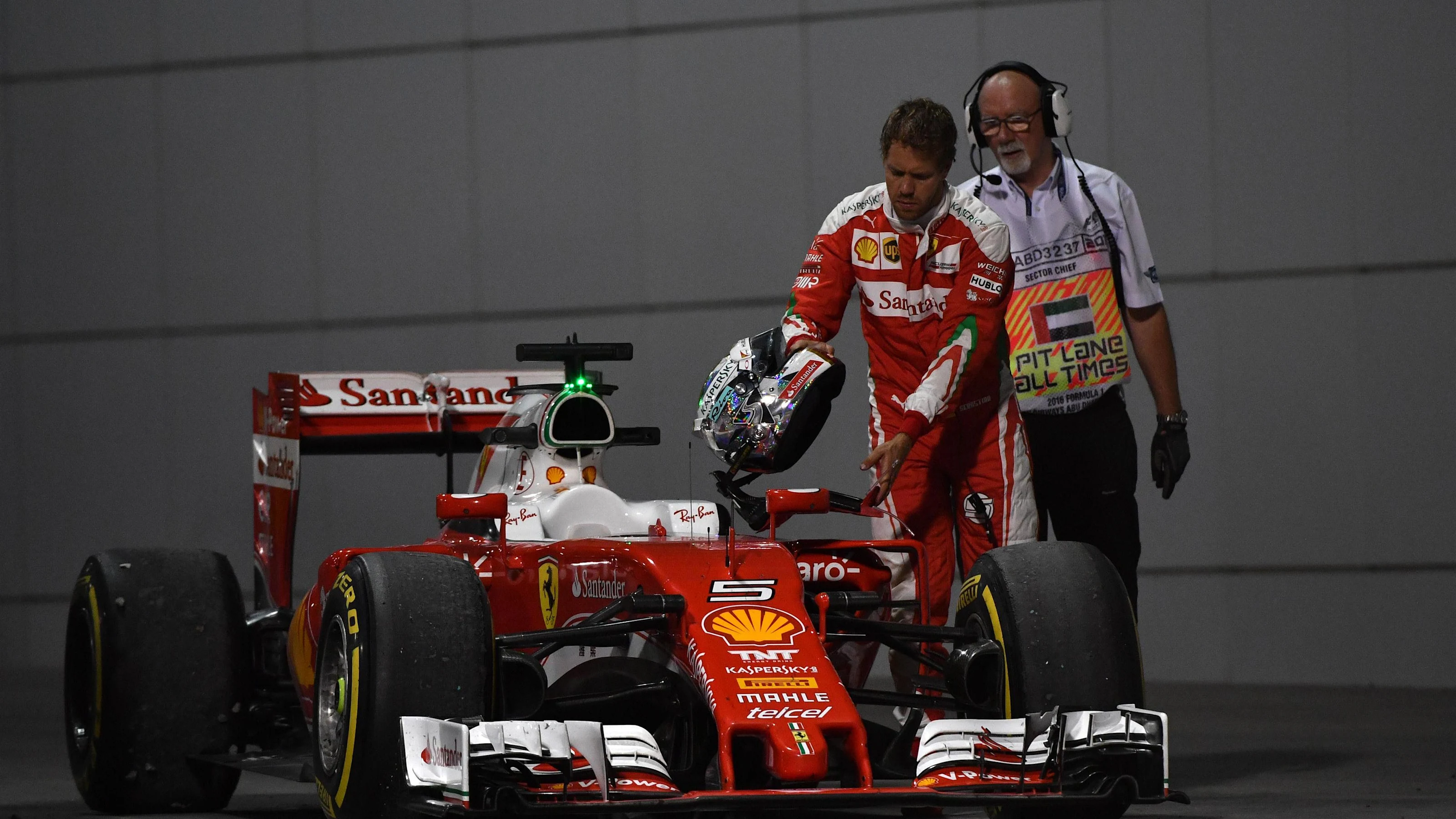 Sebastian Vettel (GER) Ferrari SF16-H stops on track in FP2 at Formula One World Championship,