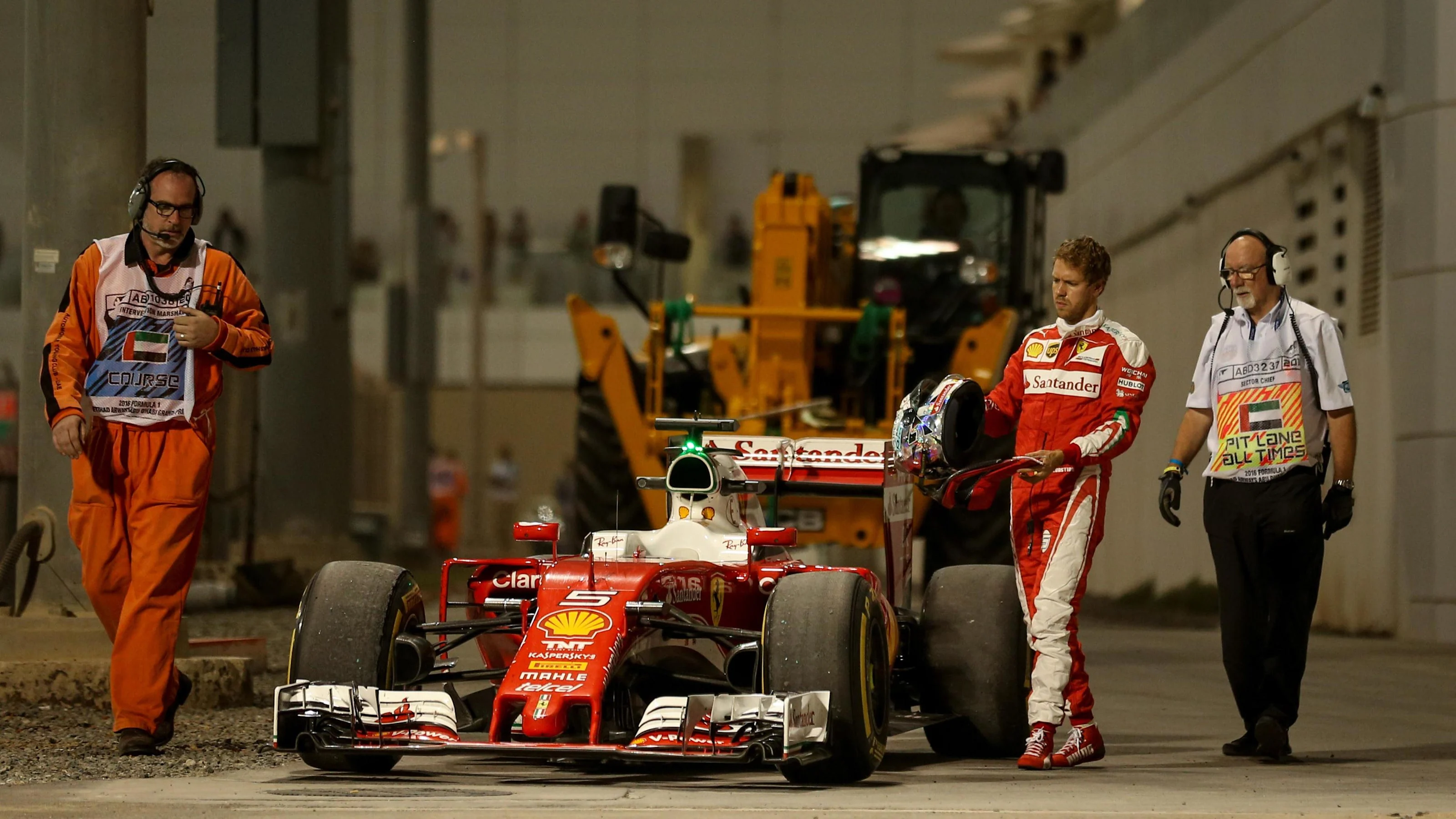 Sebastian Vettel (GER) Ferrari SF16-H stops on track in FP2 at Formula One World Championship,