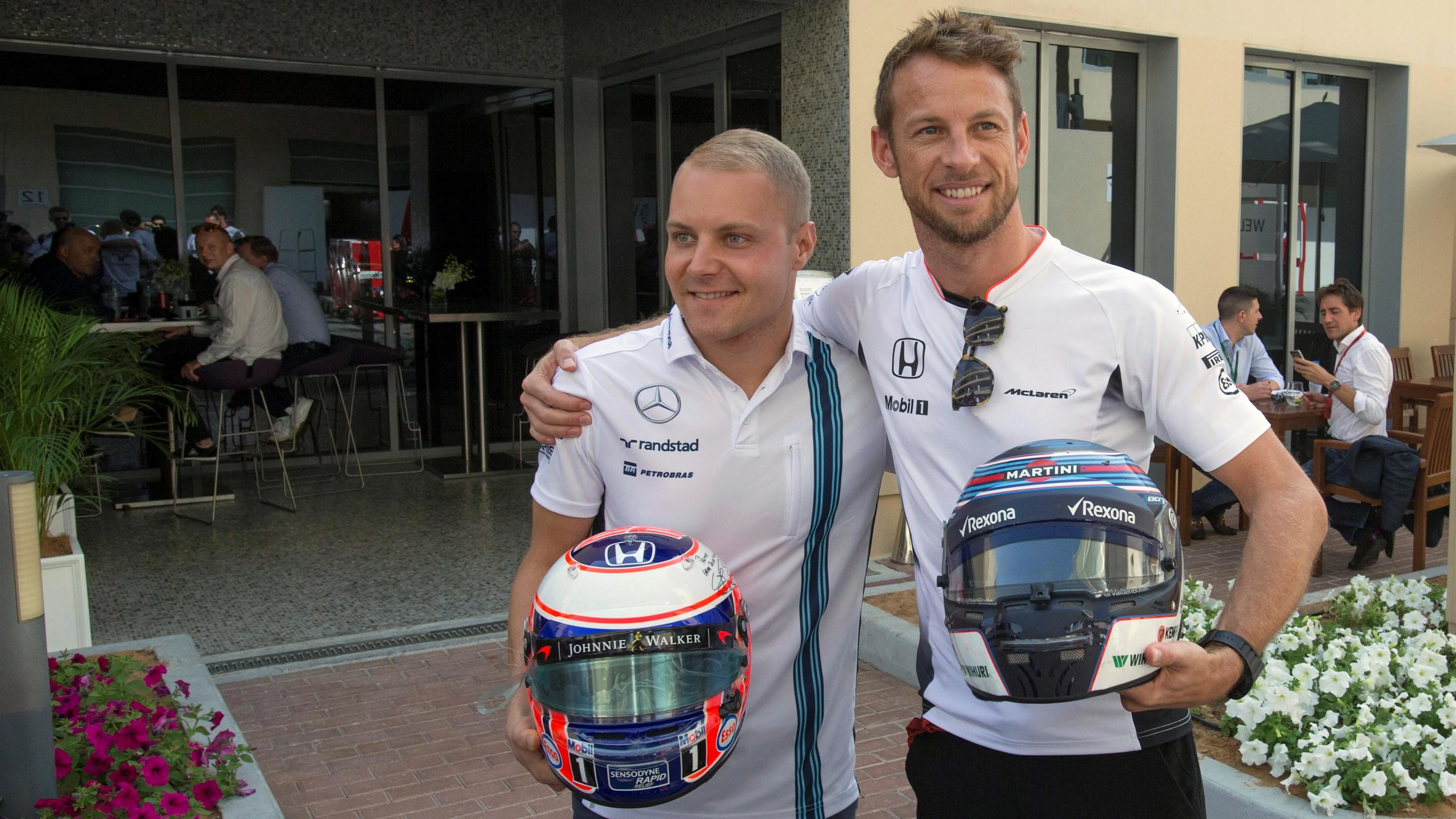 Valtteri Bottas (FIN) Williams and Jenson Button (GBR) McLaren at Formula One World Championship,