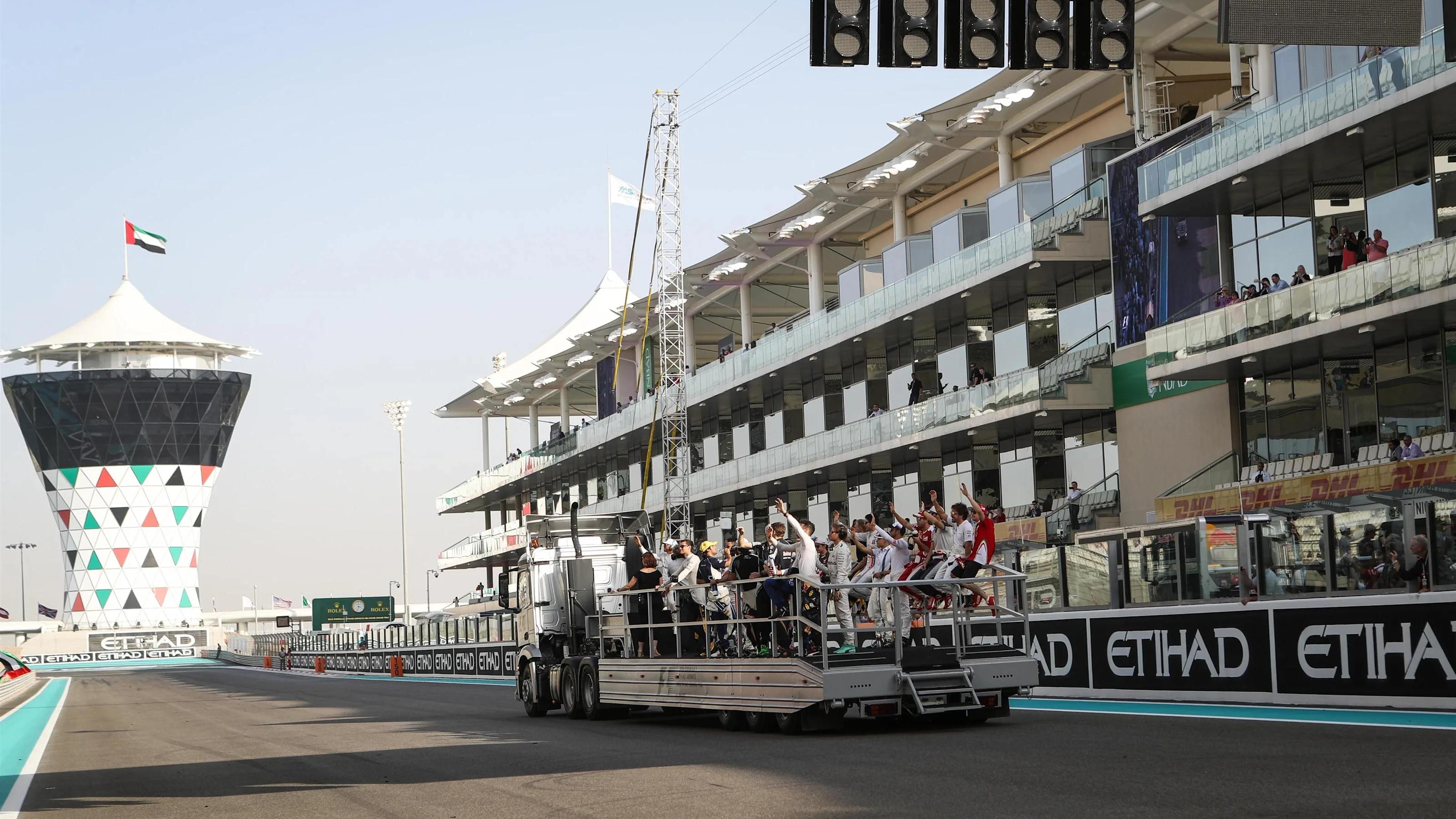 The drivers parade at Formula One World Championship, Rd21, Abu Dhabi Grand Prix, Race, Yas Marina