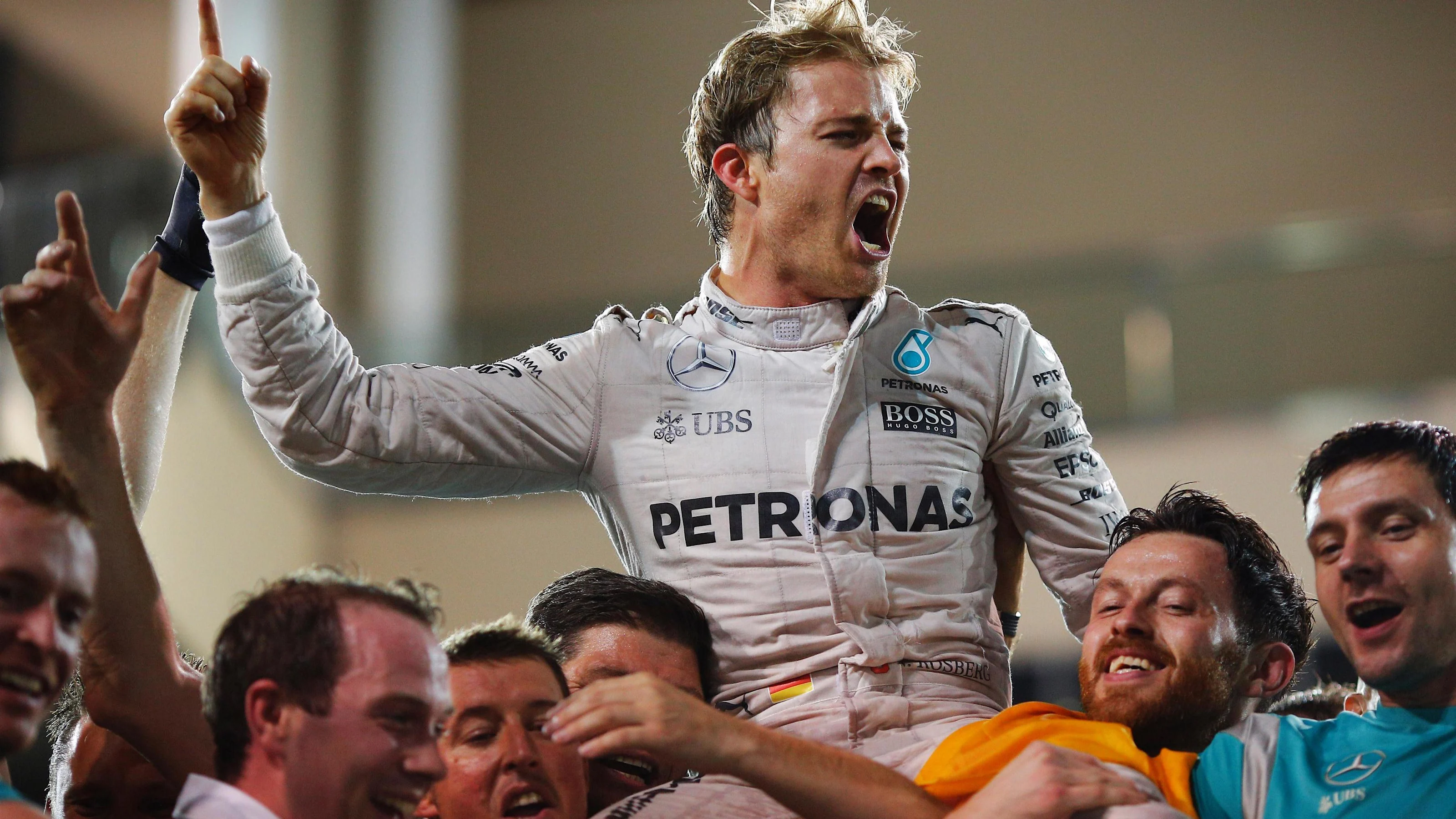 World Champion Nico Rosberg (GER) Mercedes AMG F1 celebrates with the team at Formula One World