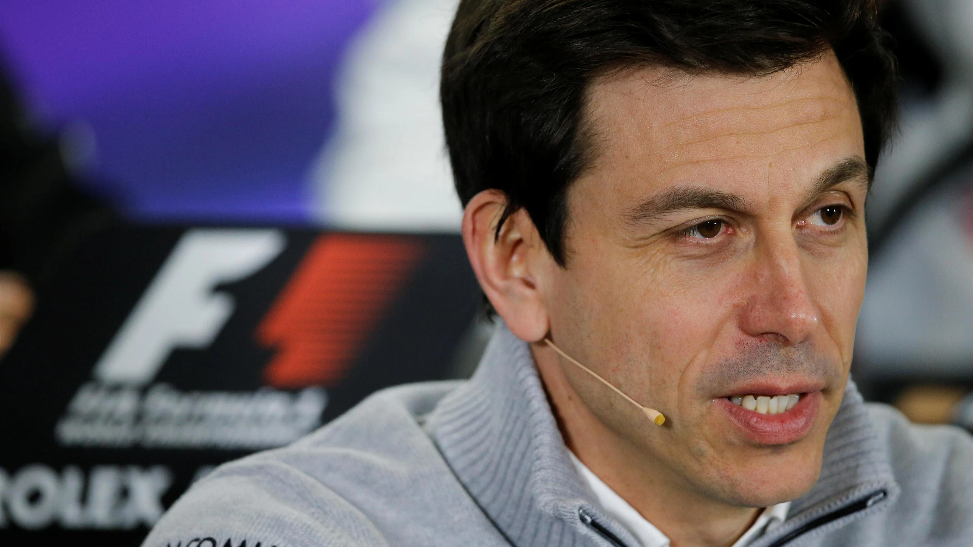 Toto Wolff (AUT) Mercedes AMG F1 Director of Motorsport in the Press Conference at Formula One