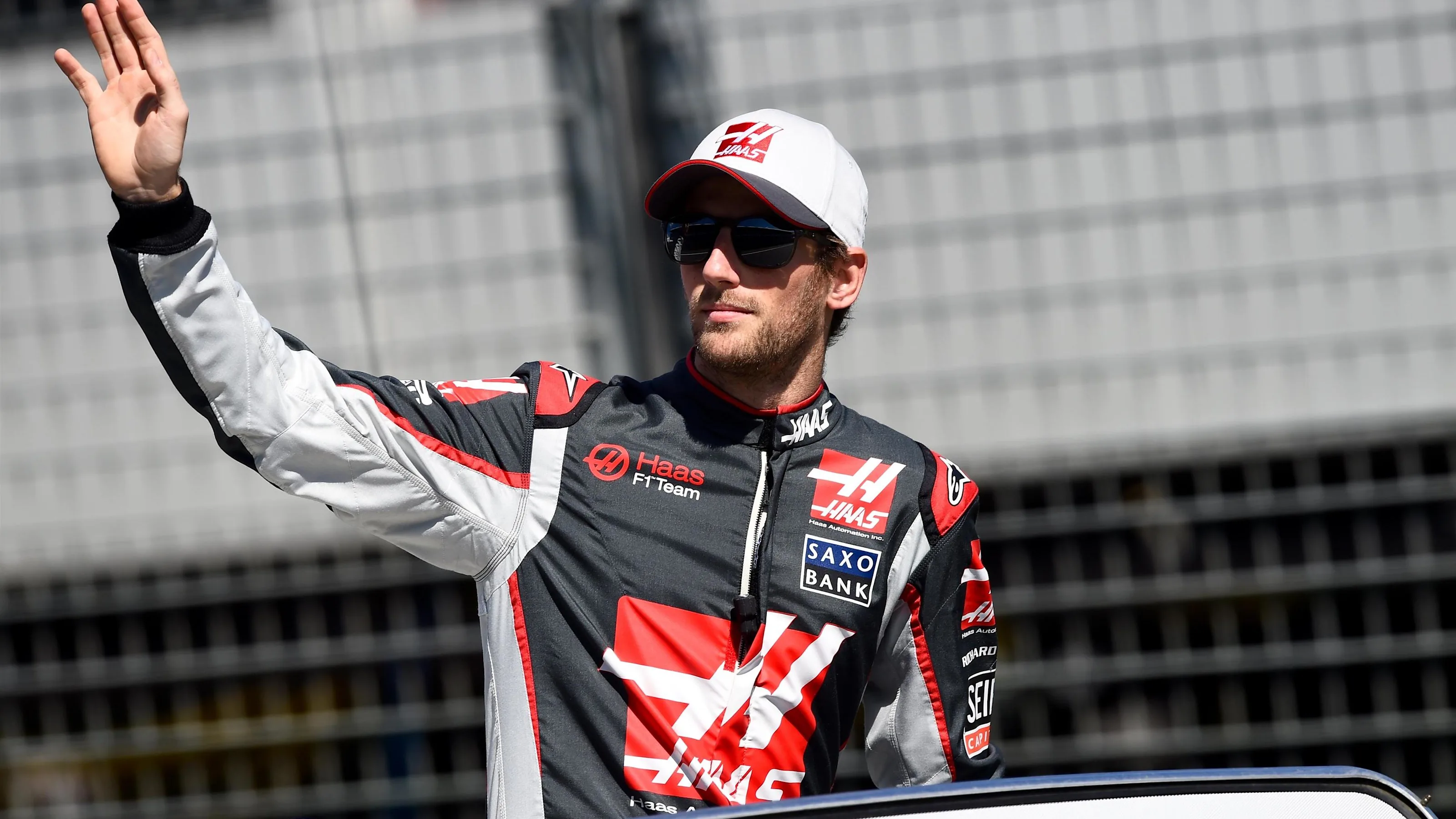 Romain Grosjean (FRA) Haas F1 on the drivers parade at Formula One World Championship, Rd1,