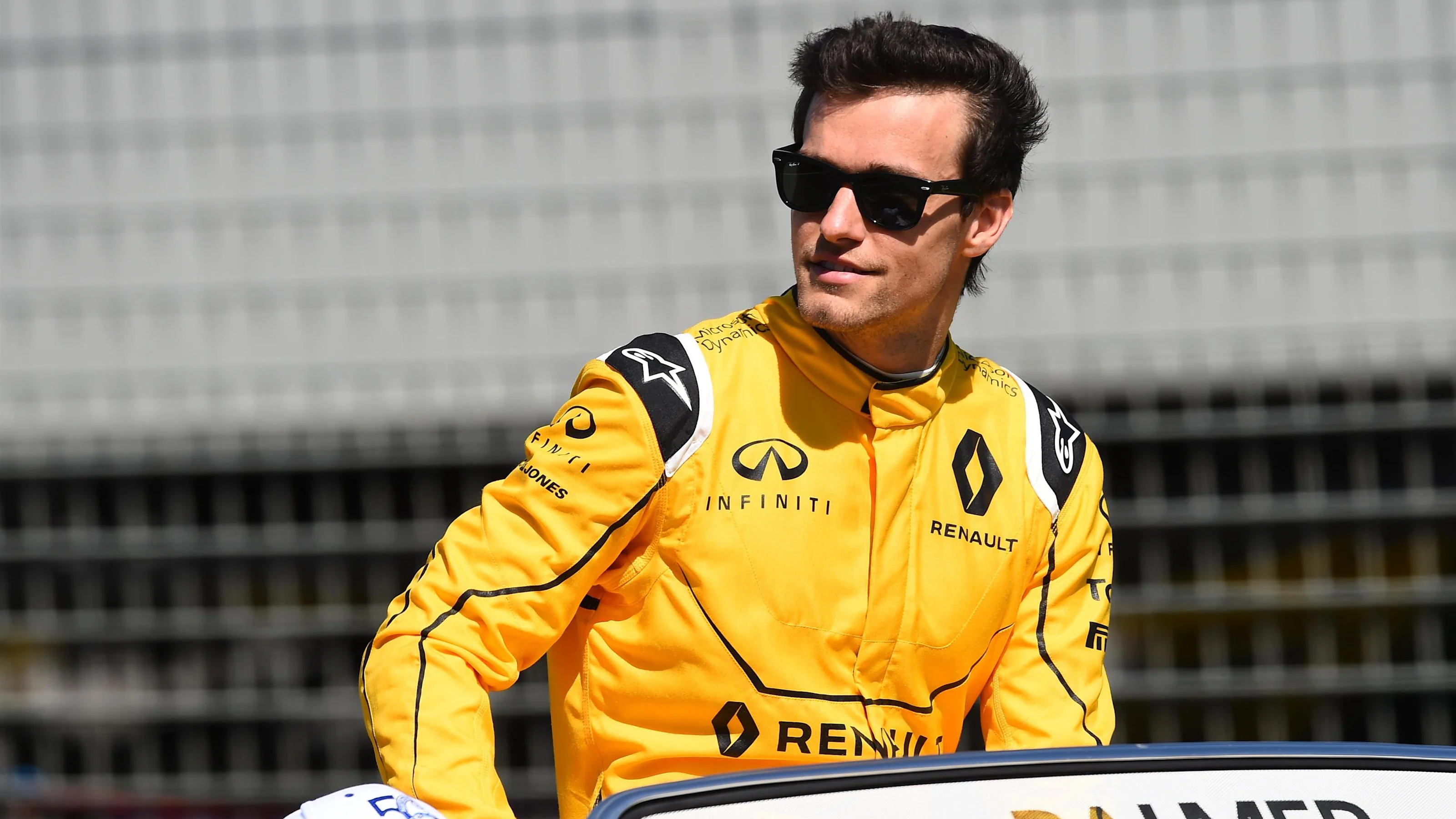 Jolyon Palmer (GBR) Renault Sport F1 Team on the drivers parade at Formula One World Championship,