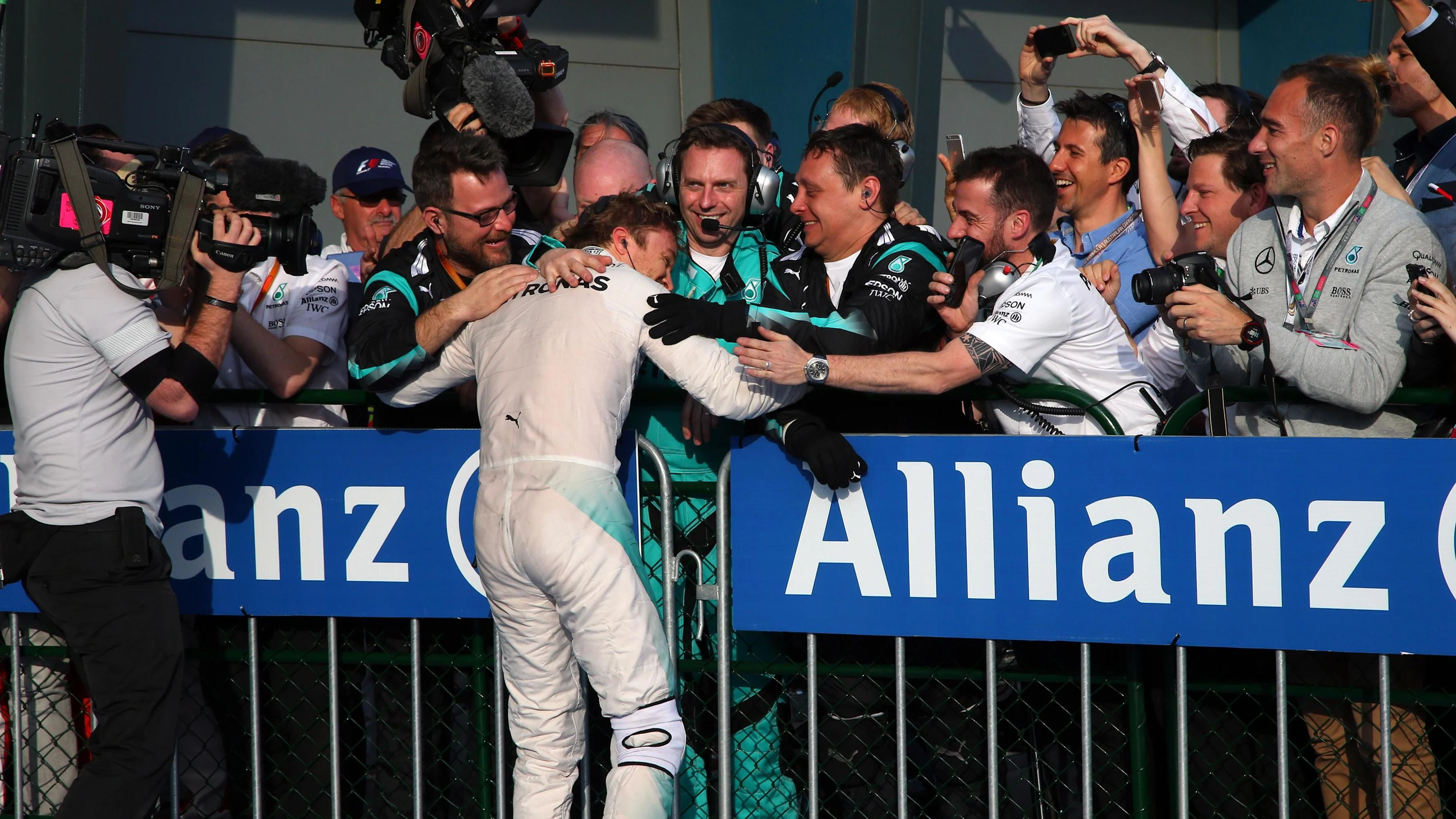 Race winner Nico Rosberg (GER) Mercedes AMG F1 celebrates in parc ferme at Formula One World