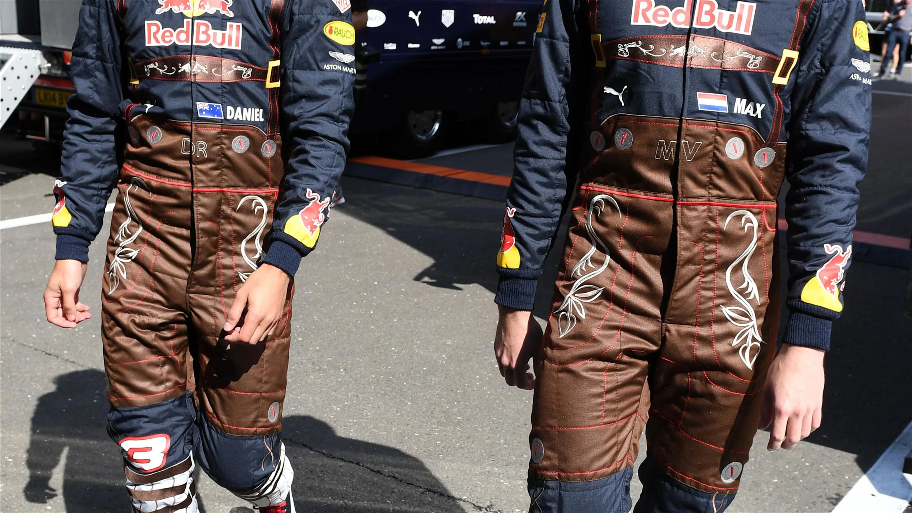 Daniel Ricciardo (AUS) Red Bull Racing and Max Verstappen (NED) Red Bull Racing at Formula One