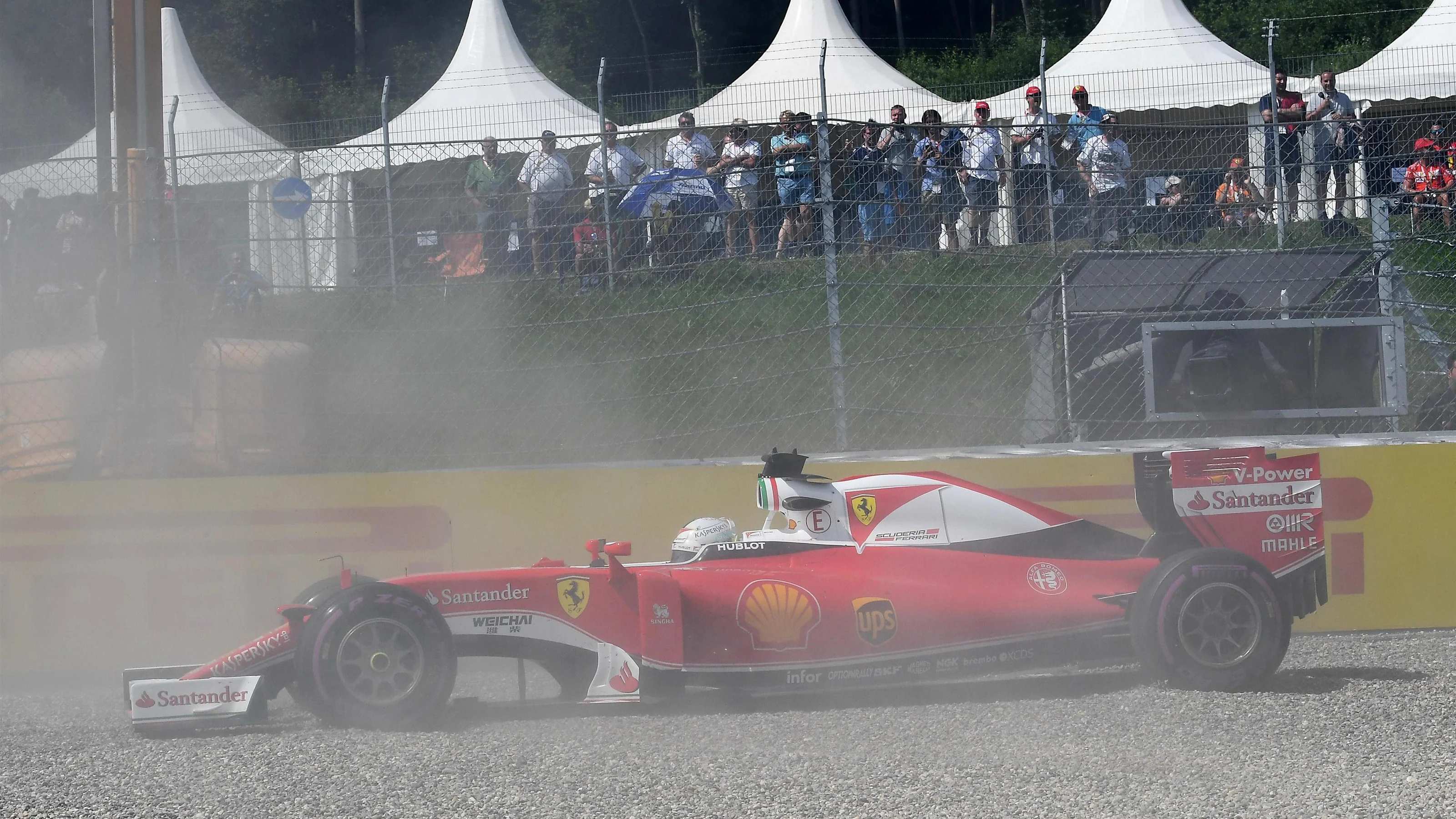 Sebastian Vettel (GER) Ferrari SF16-H span out in FP2 at Formula One World Championship, Rd9,