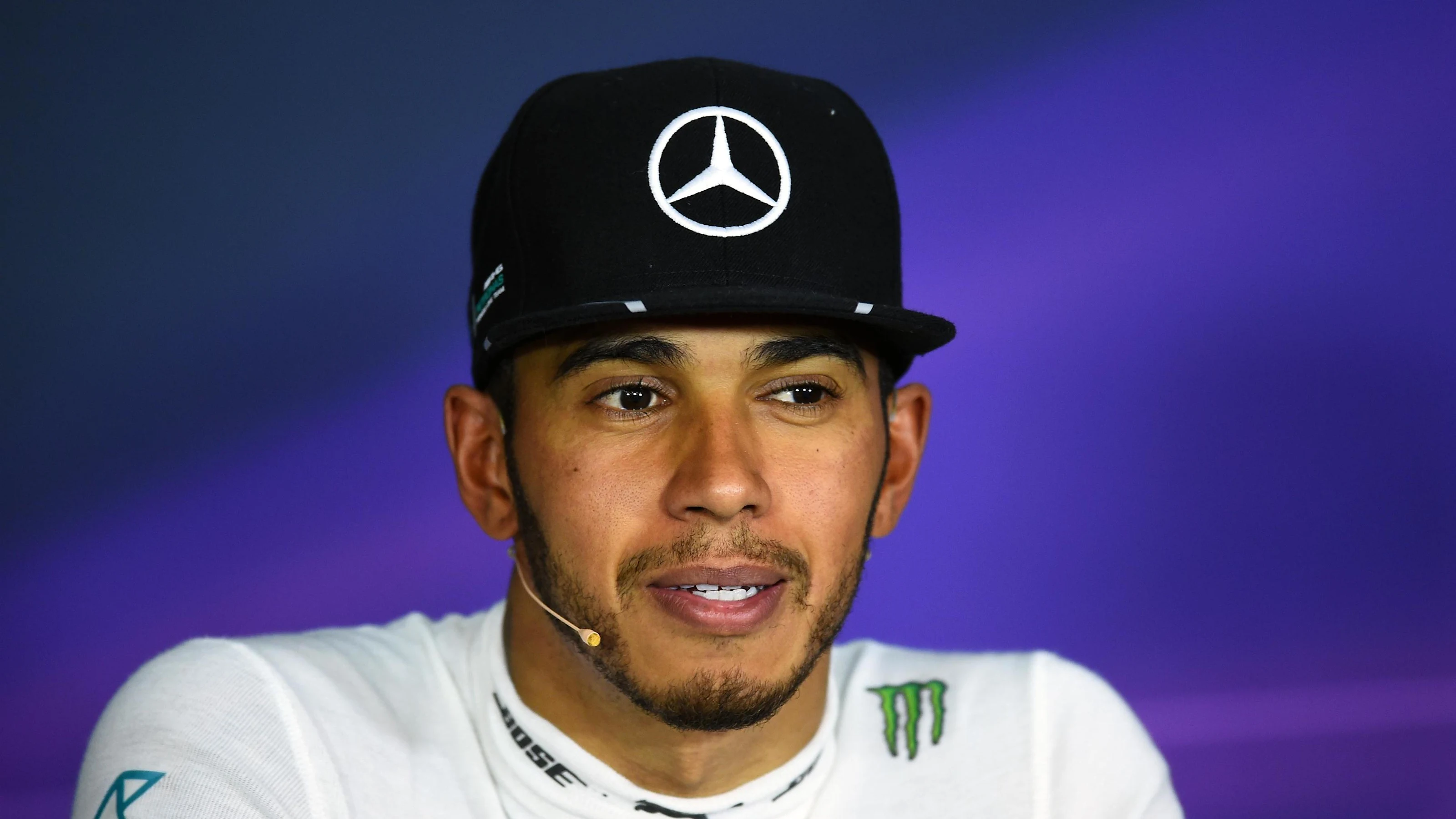Pole sitter Lewis Hamilton (GBR) Mercedes AMG F1 in the Press Conference at Formula One World