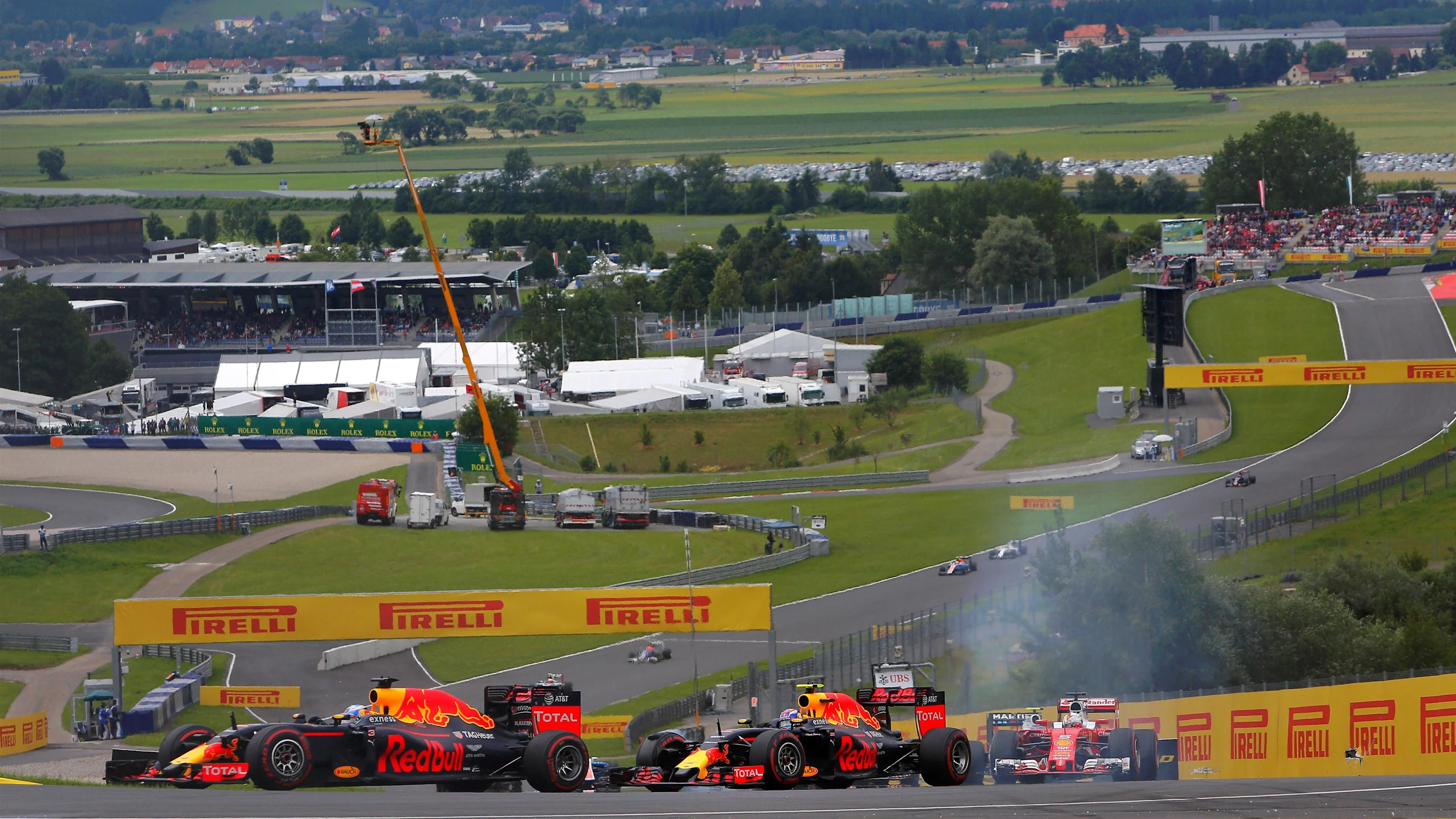 Daniel Ricciardo (AUS) Red Bull Racing RB12 and Max Verstappen (NED) Red Bull Racing RB12 at the