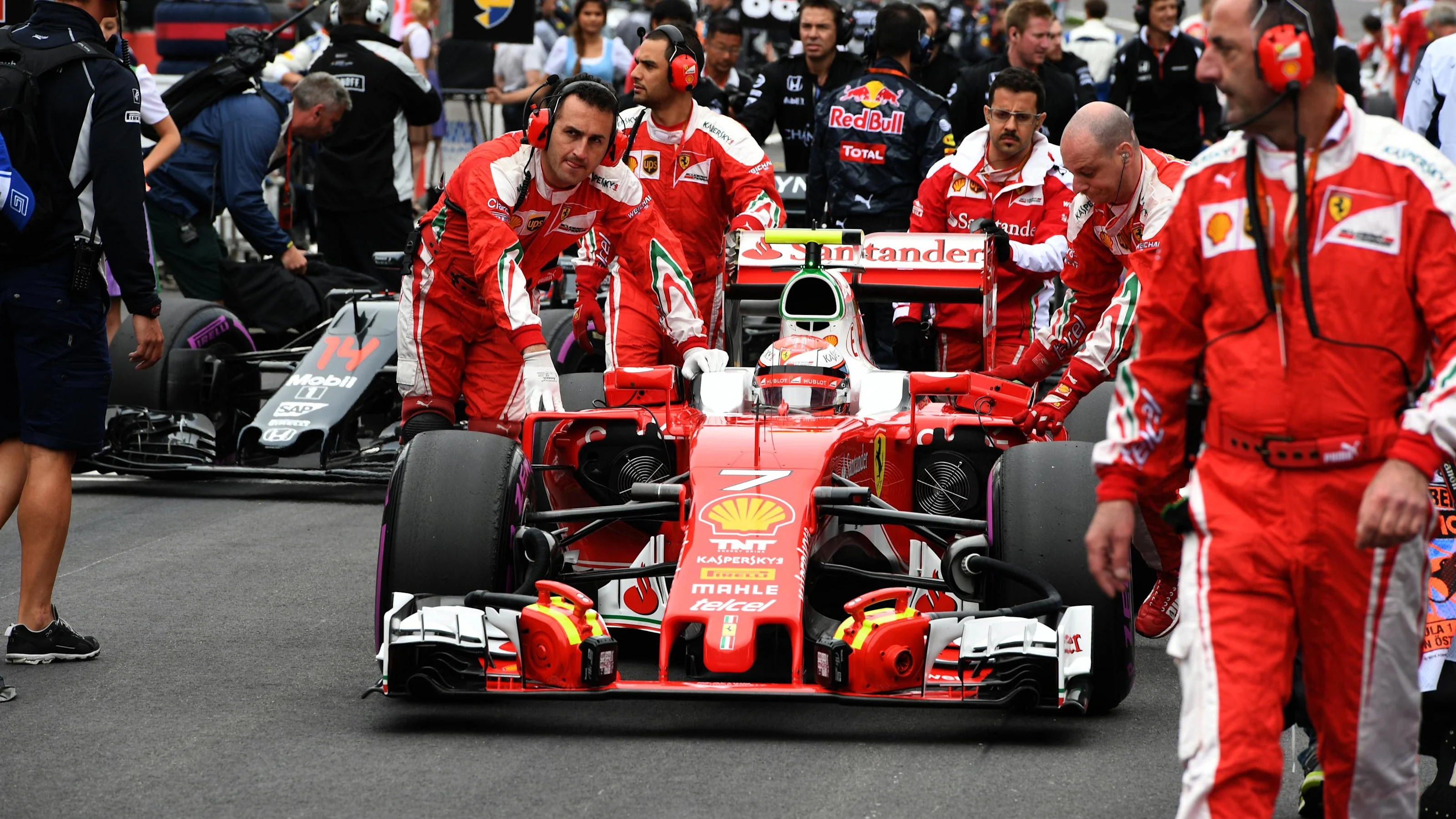 Kimi Raikkonen (FIN) Ferrari SF16-H on the grid at Formula One World Championship, Rd9, Austrian