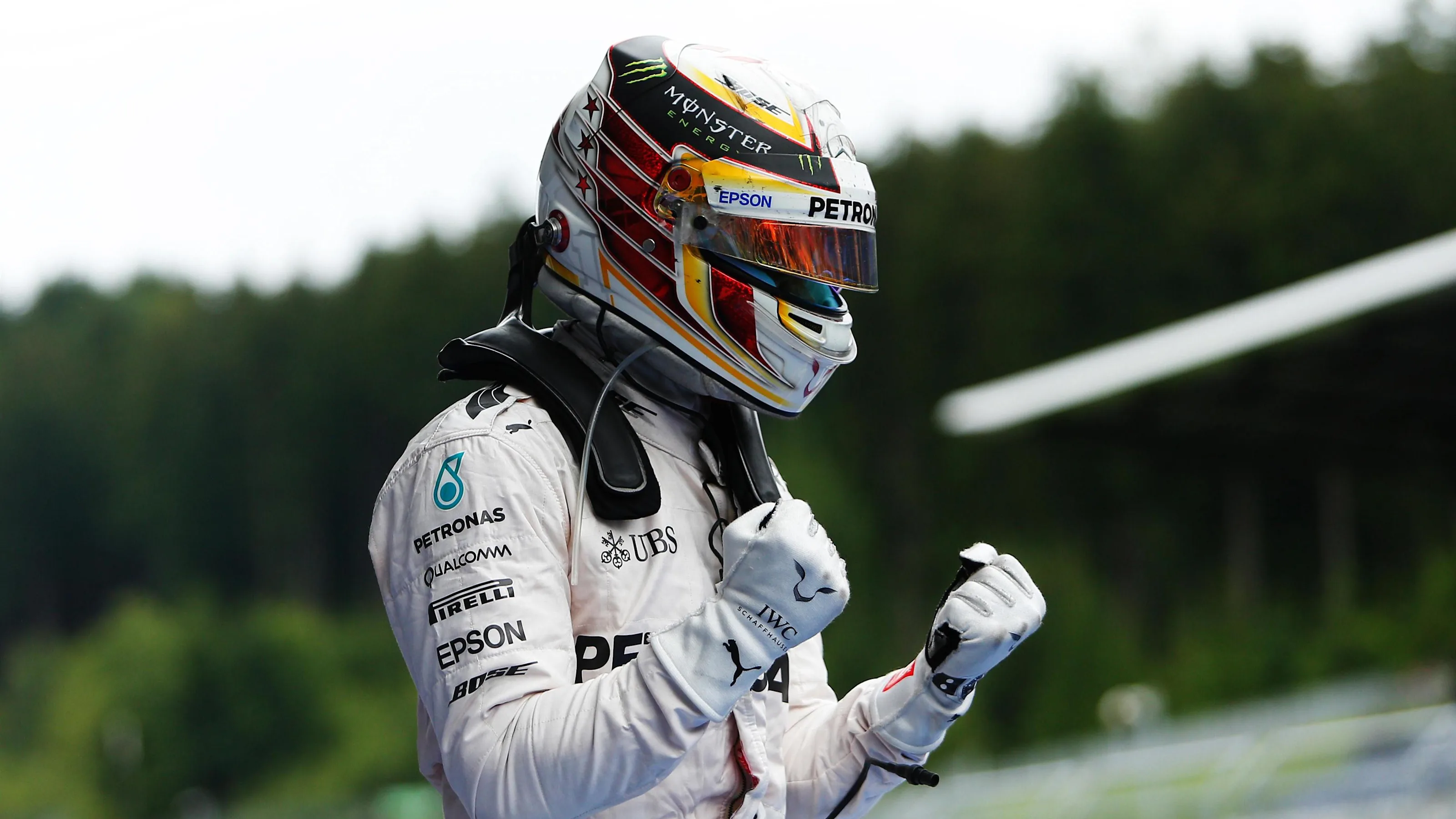 Race winner Lewis Hamilton (GBR) Mercedes AMG F1 celebrates in parc ferme at Formula One World