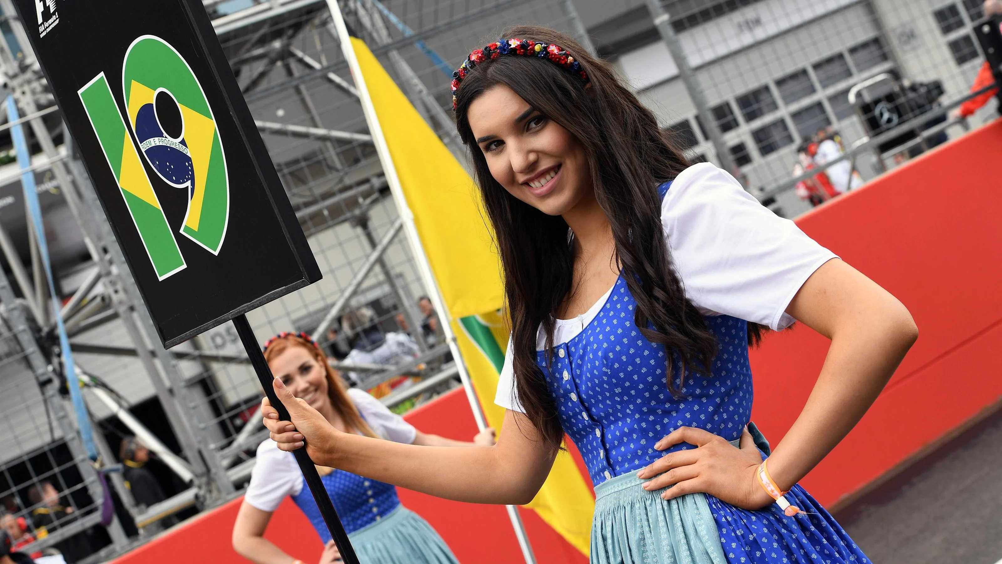 Grid girl at Formula One World Championship, Rd9, Austrian Grand Prix, Race, Spielberg, Austria,