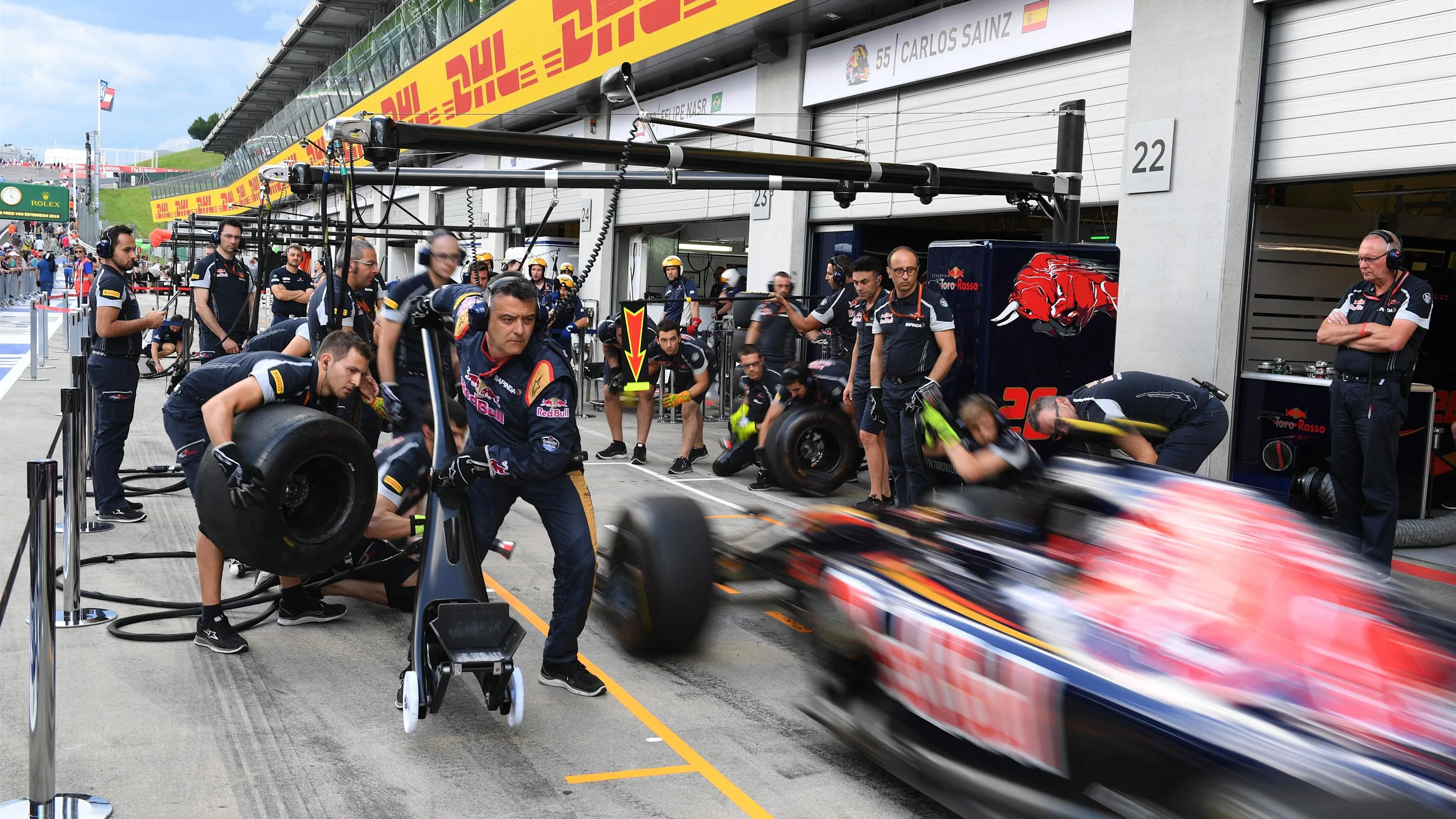 Scuderia Toro Rosso STR11 practice pit stops at Formula One World Championship, Rd9, Austrian Grand