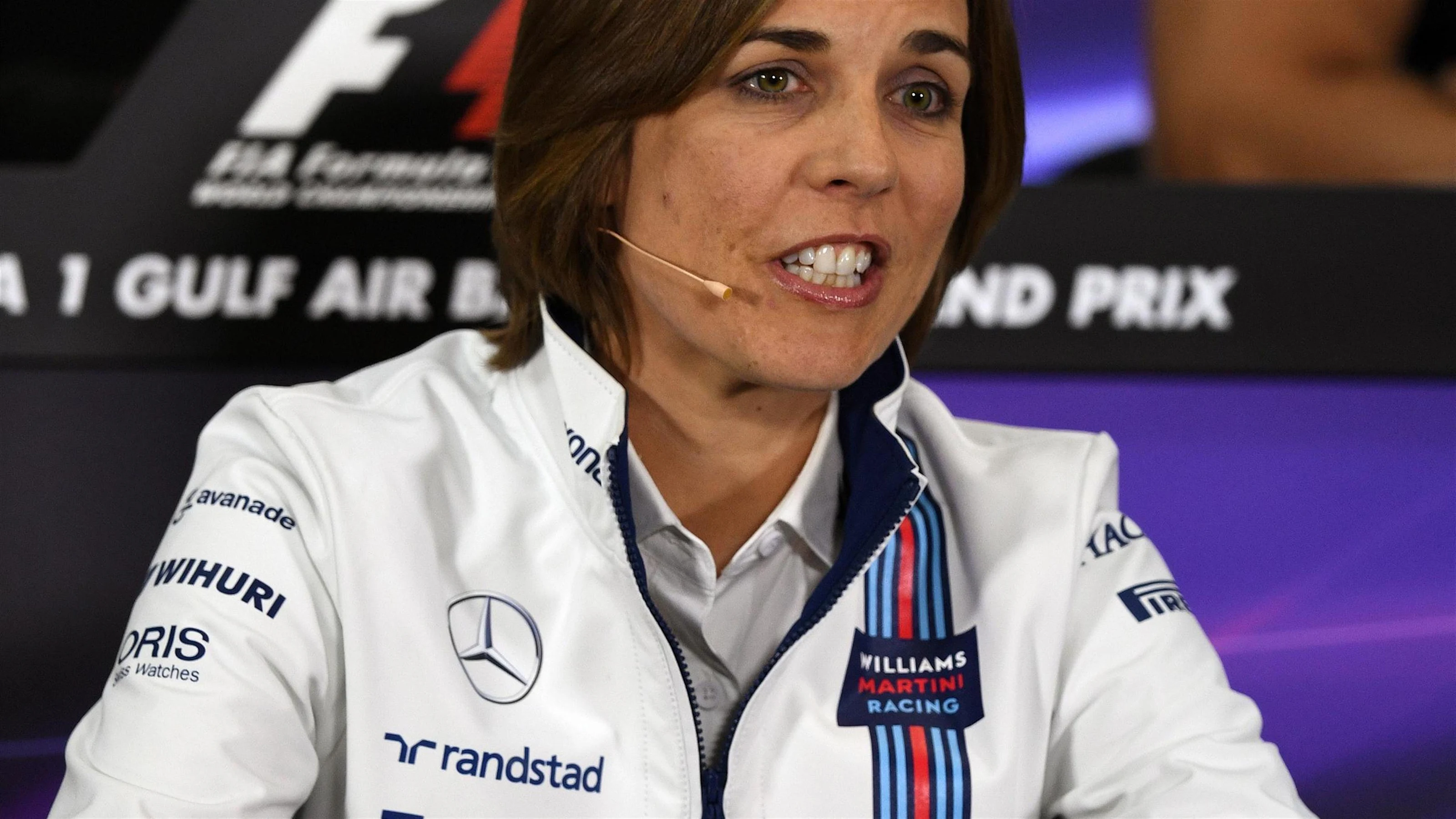 Claire Williams (GBR) Williams Deputy Team Principal in the Press Conference at Formula One World
