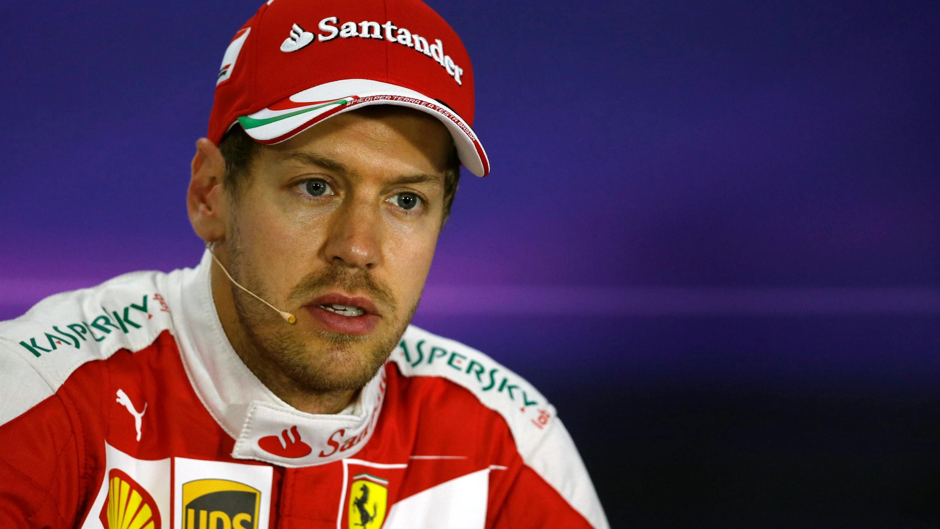 Sebastian Vettel (GER) Ferrari in the press conference at Formula One World Championship, Rd2,
