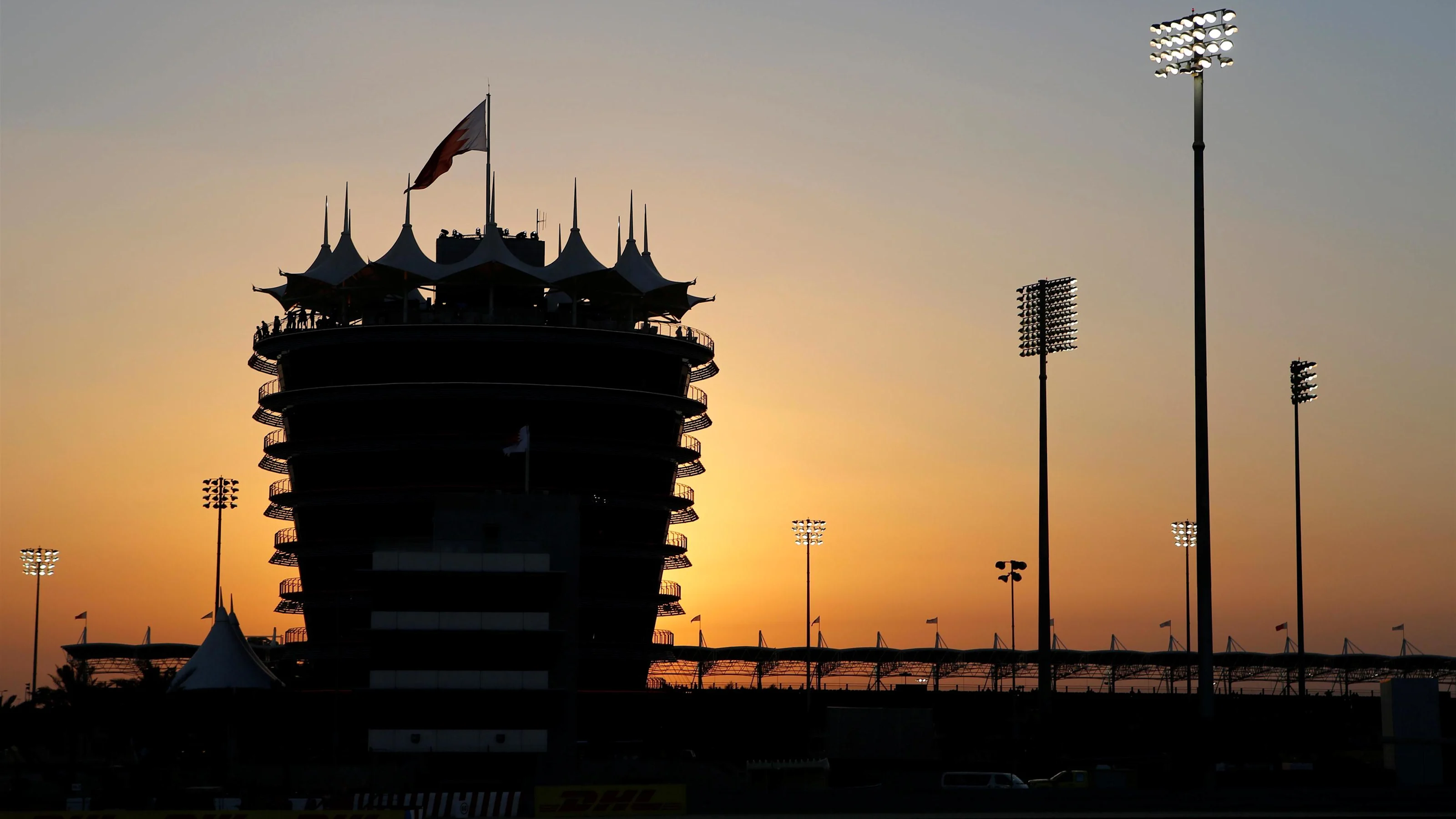 Sakhir Tower at sunset at Formula One World Championship, Rd2, Bahrain Grand Prix Qualifying,