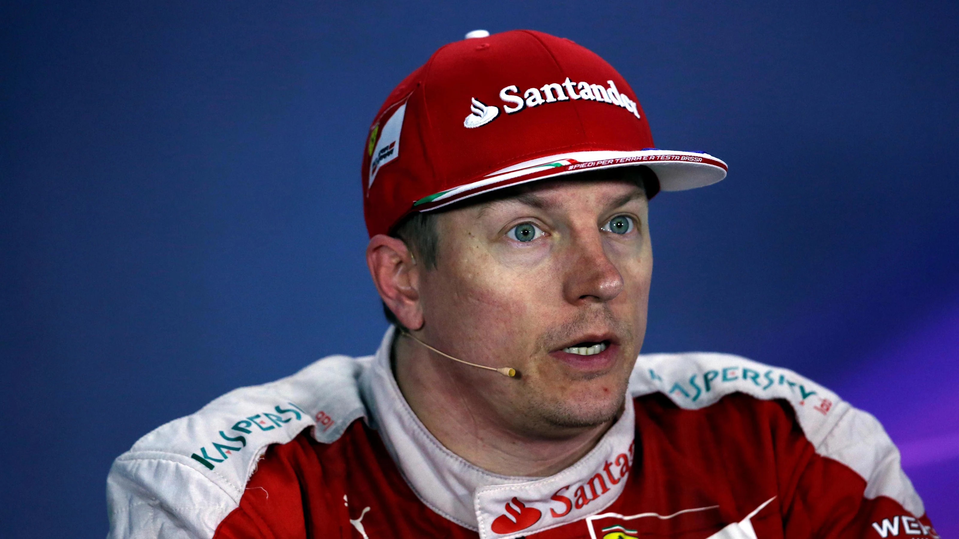 Kimi Raikkonen (FIN) Ferrari in the press conference at Formula One World Championship, Rd2,