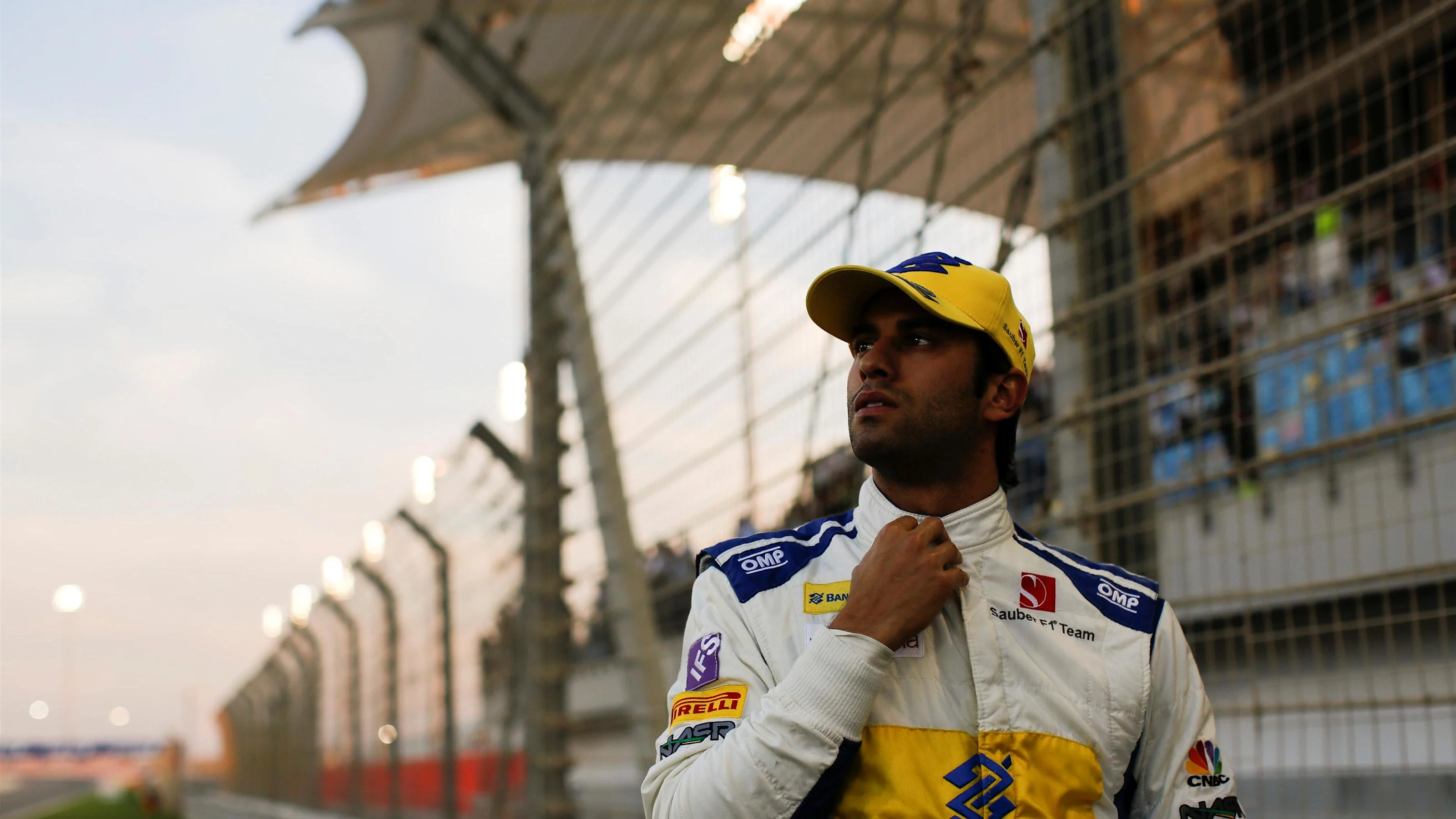 Felipe Nasr (BRA) Sauber on the grid at Formula One World Championship, Rd2, Bahrain Grand Prix