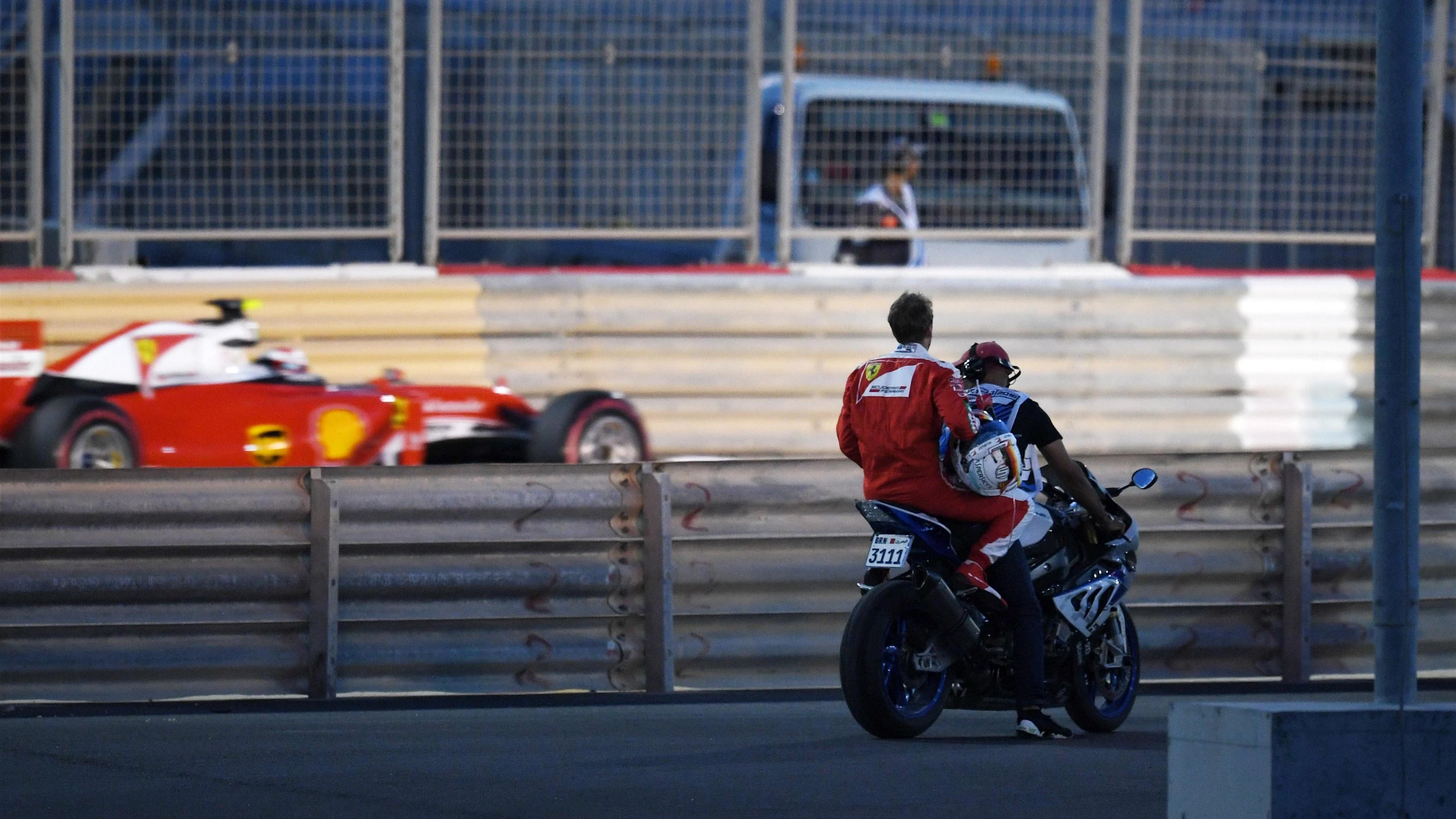 Race retiree Sebastian Vettel (GER) Ferrari at Formula One World Championship, Rd2, Bahrain Grand