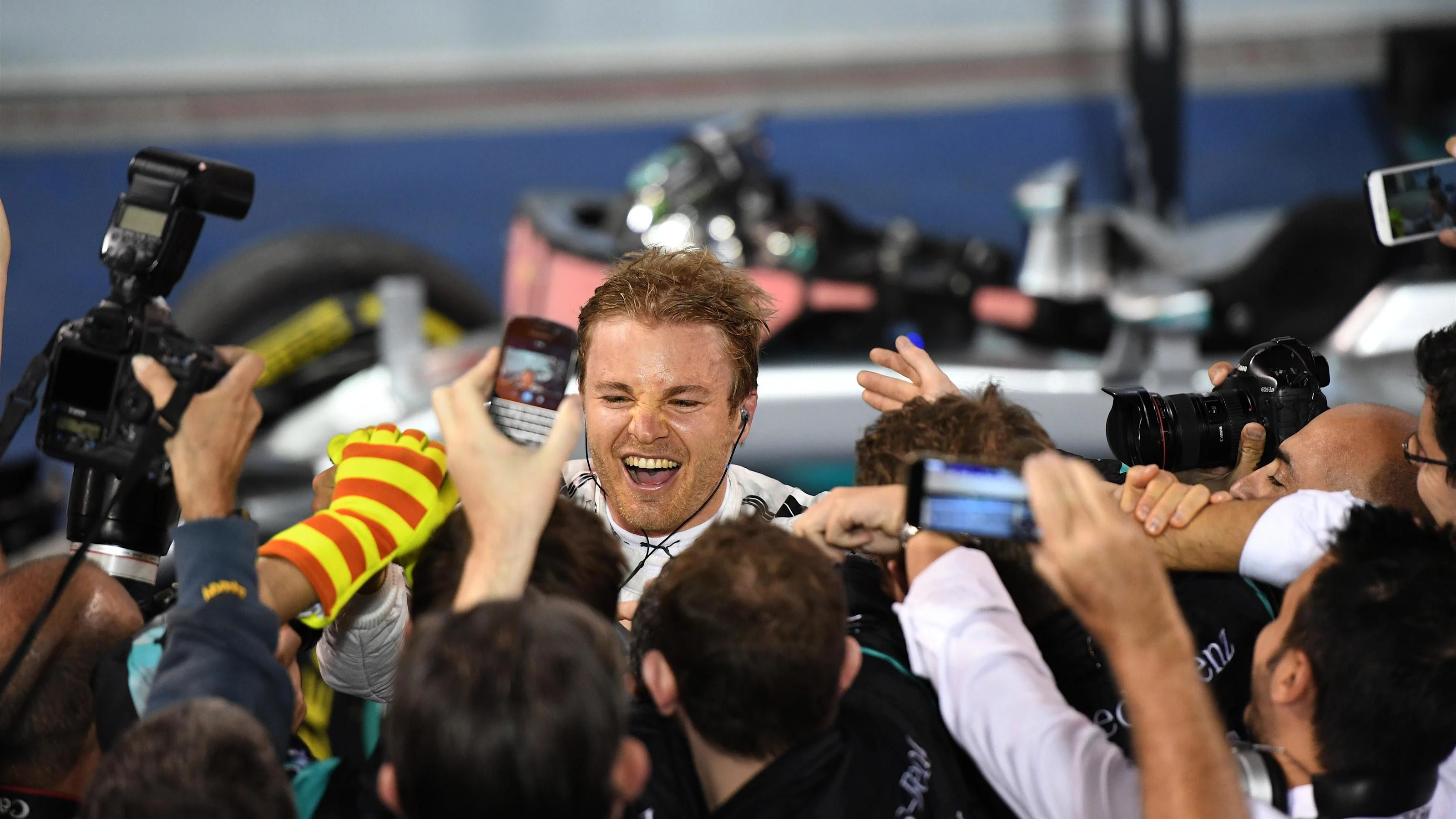 Race winner Nico Rosberg (GER) Mercedes AMG F1 celebrates in parc ferme at Formula One World