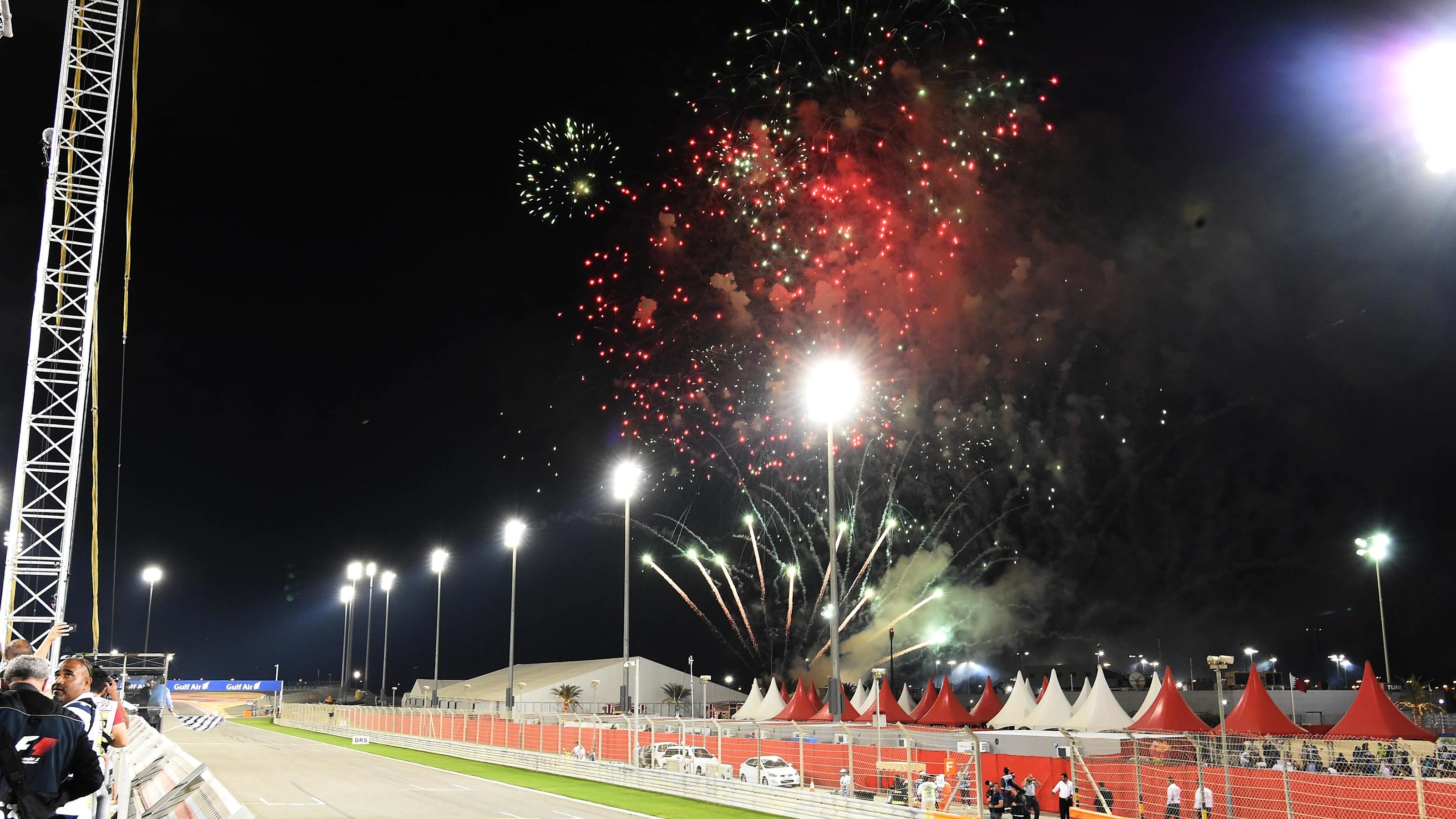 Fireworks at the end of the race at Formula One World Championship, Rd2, Bahrain Grand Prix Race,