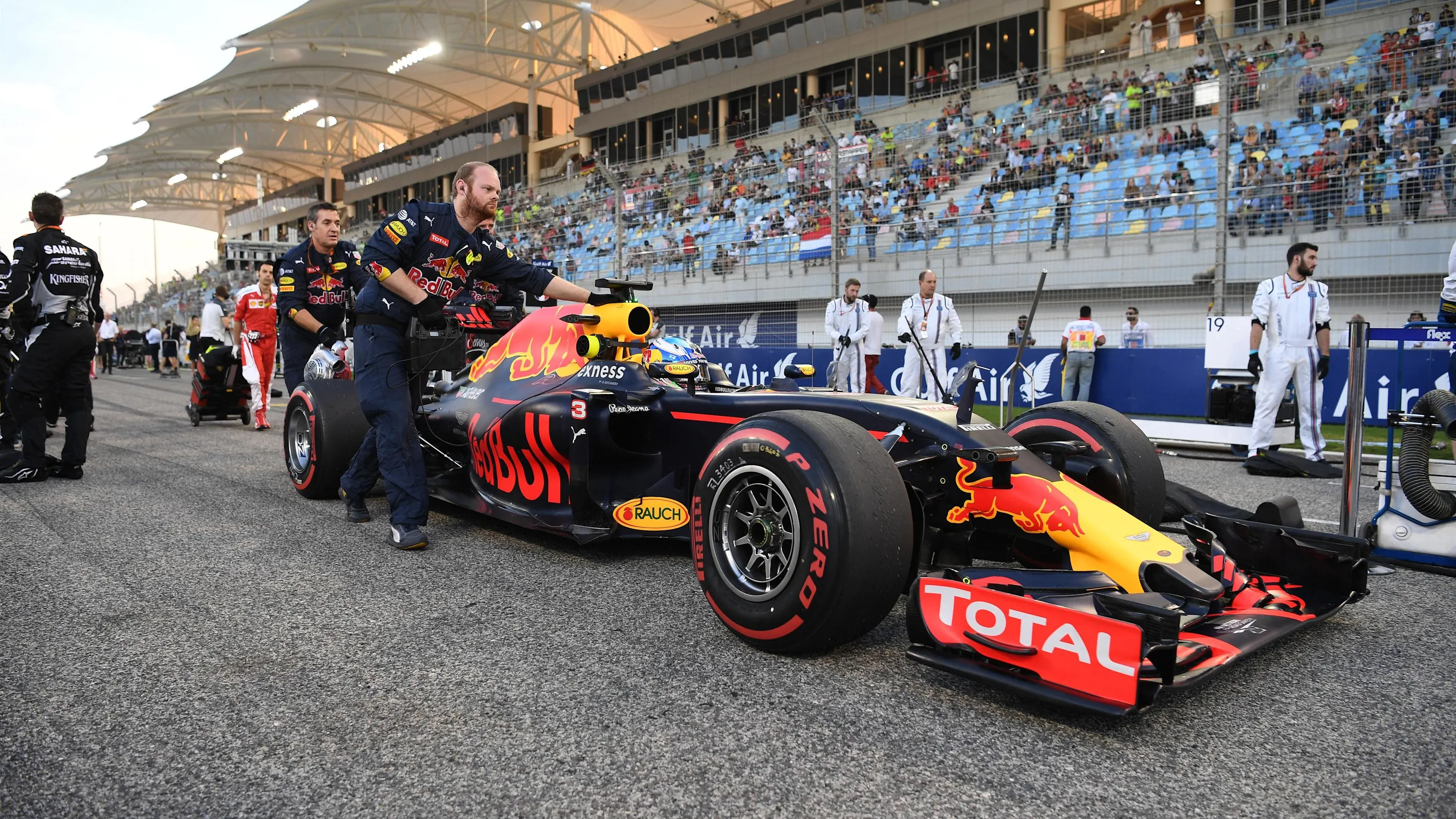 Daniel Ricciardo (AUS) Red Bull Racing RB12 on the grid at Formula One World Championship, Rd2,
