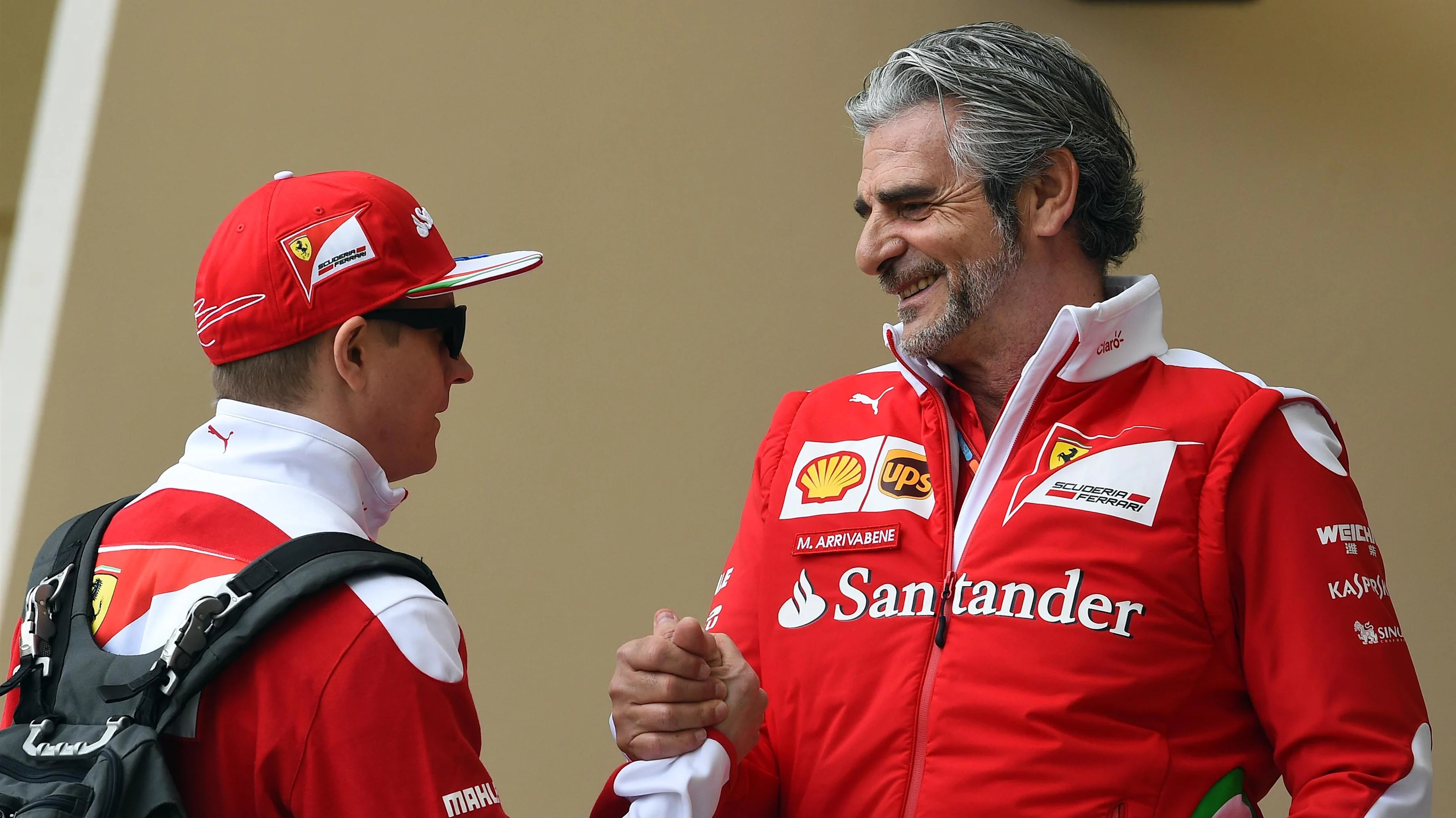 Kimi Raikkonen (FIN) Ferrari and Maurizio Arrivabene (ITA) Ferrari Team Principal at Formula One