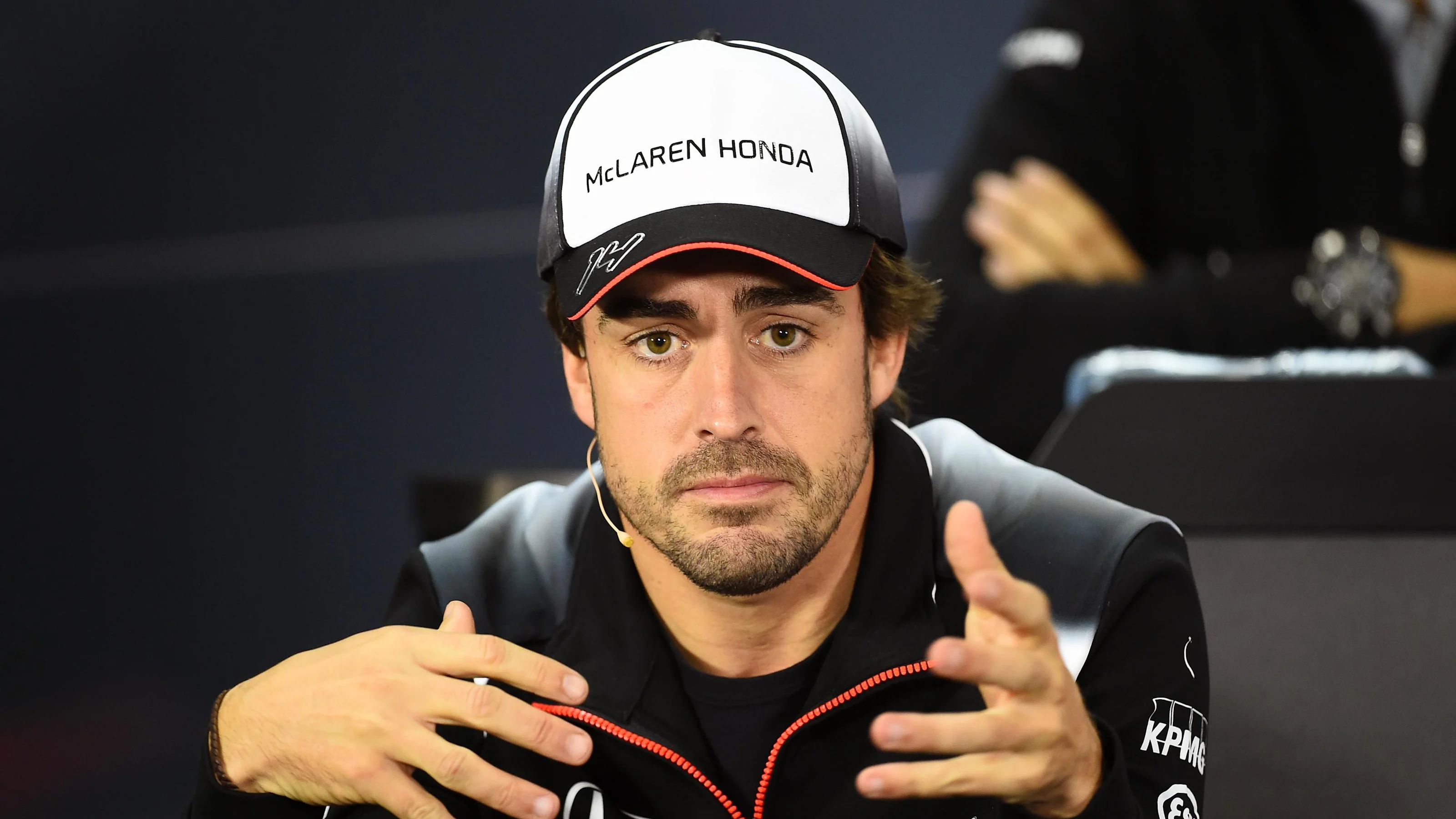Fernando Alonso (ESP) McLaren in the press conference at Formula One World Championship, Rd2,