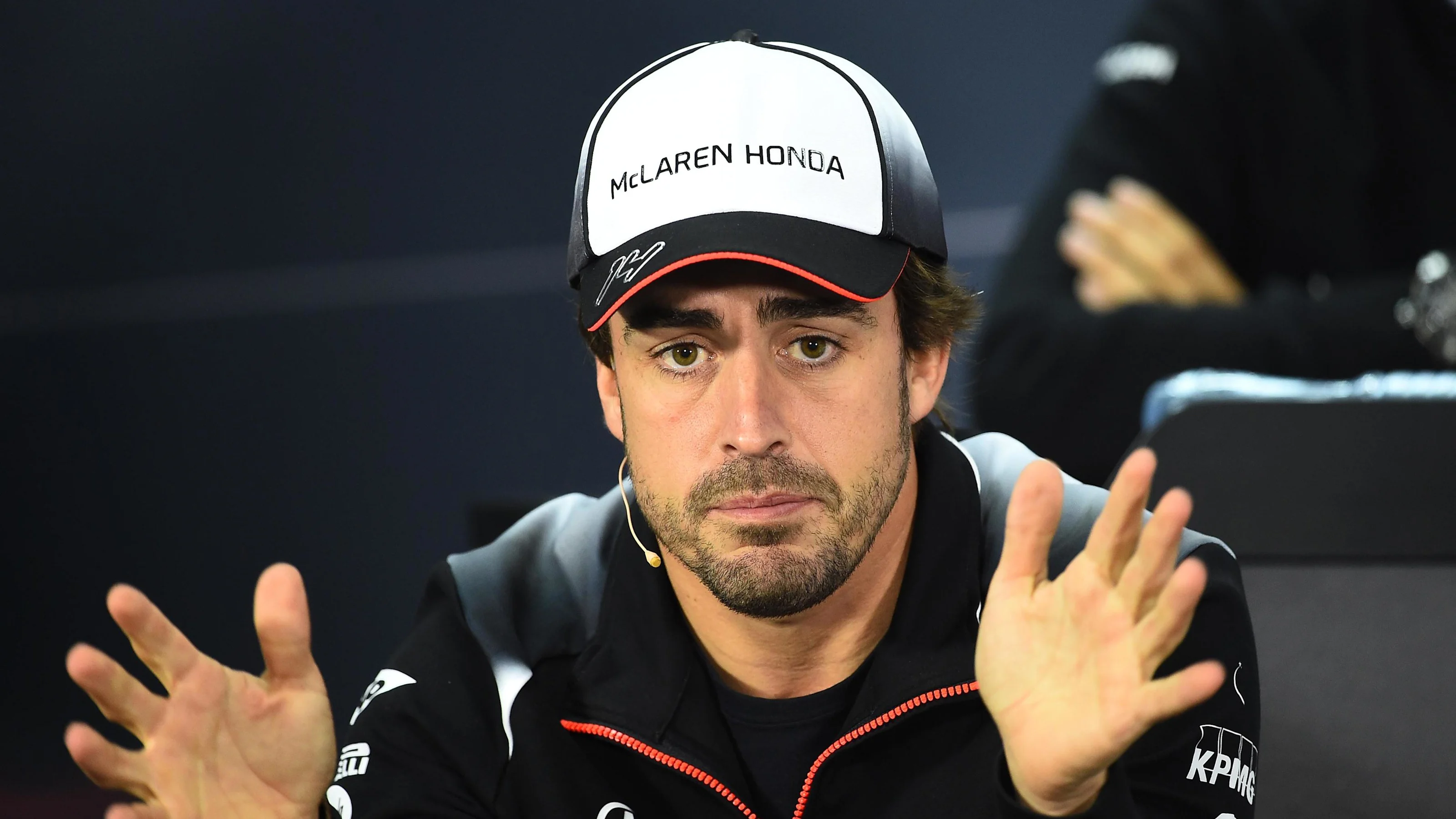 Fernando Alonso (ESP) McLaren in the Press Conference at Formula One World Championship, Rd2,