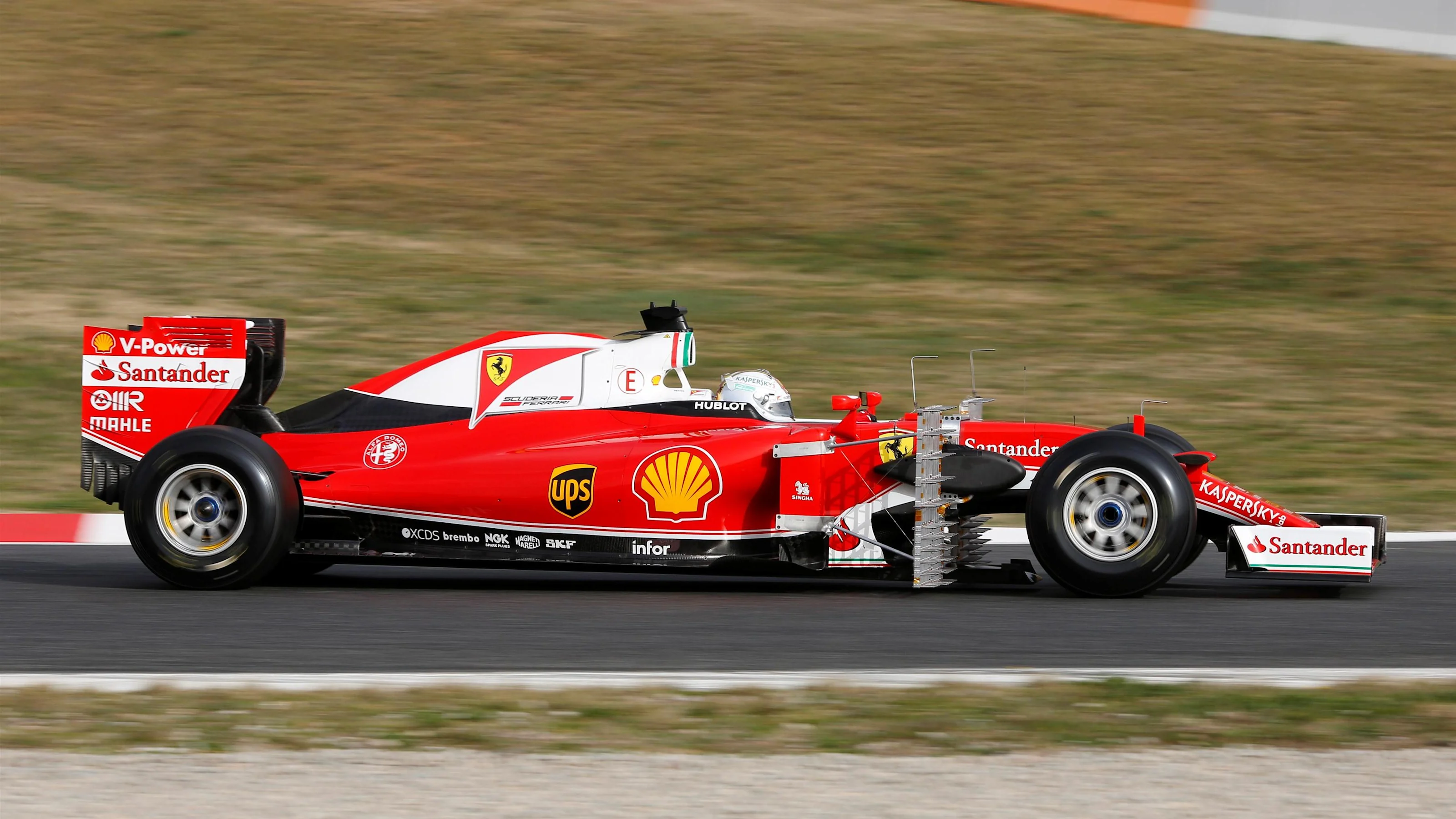Sebastian Vettel (GER) Ferrari SF16-T with aero sensors at Formula One Testing, Day One, Barcelona,