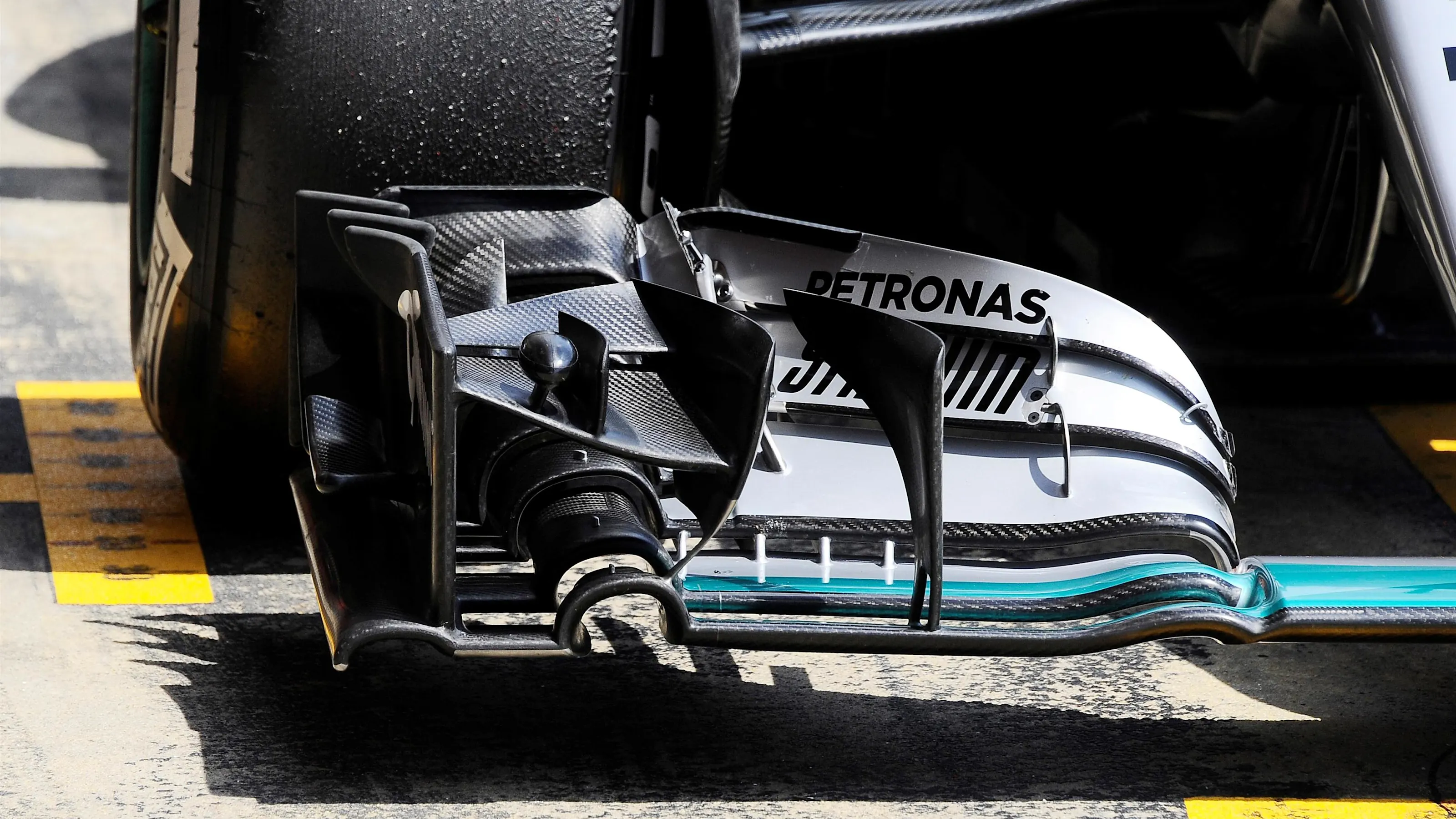 Nico Rosberg (GER) Mercedes-Benz F1 W07 Hybrid front wing detail at Formula One Testing, Day One,