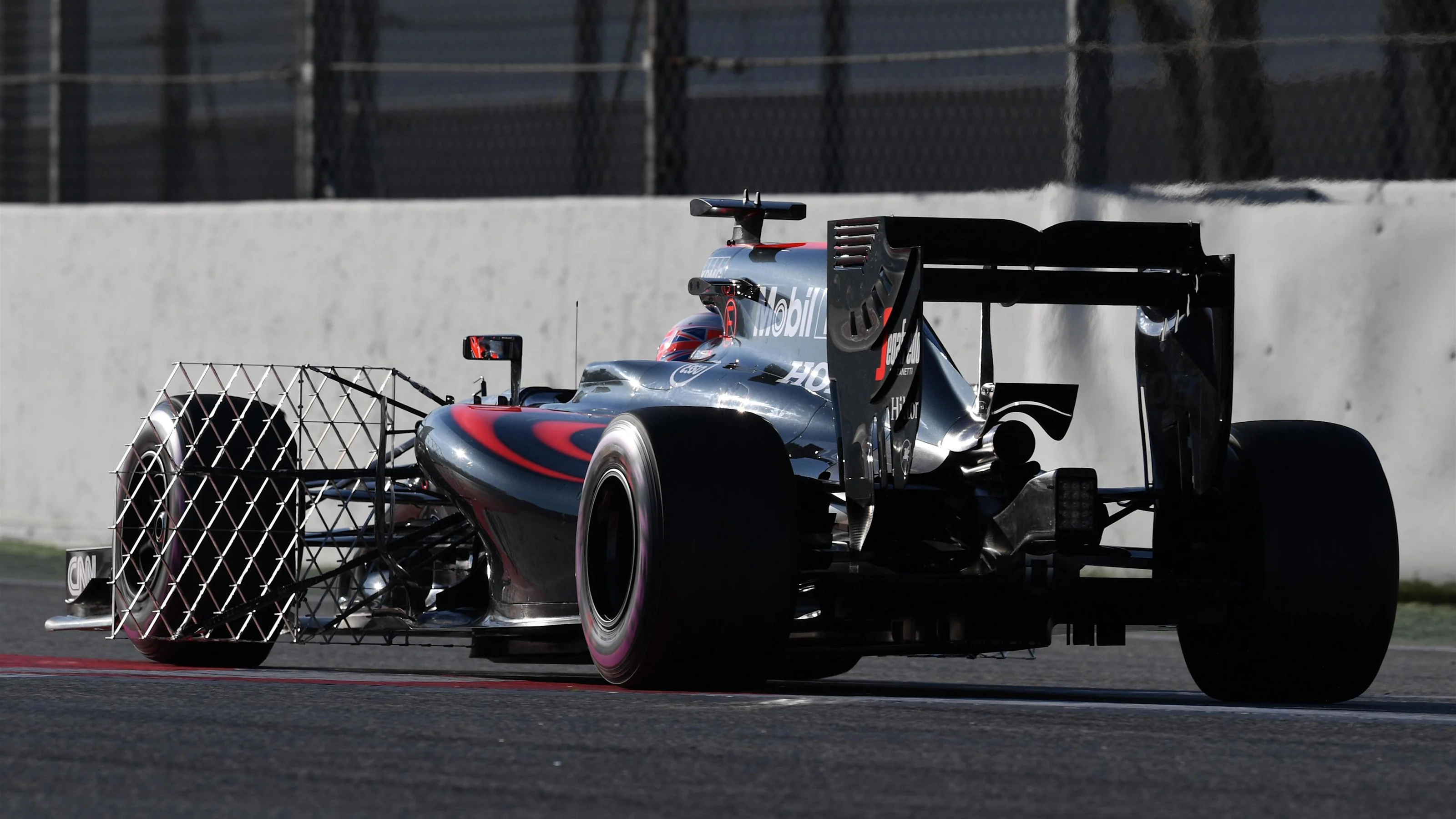 Jenson Button (GBR) McLaren MP4-31 with aero sensors at Formula One Testing, Day Four, Barcelona,