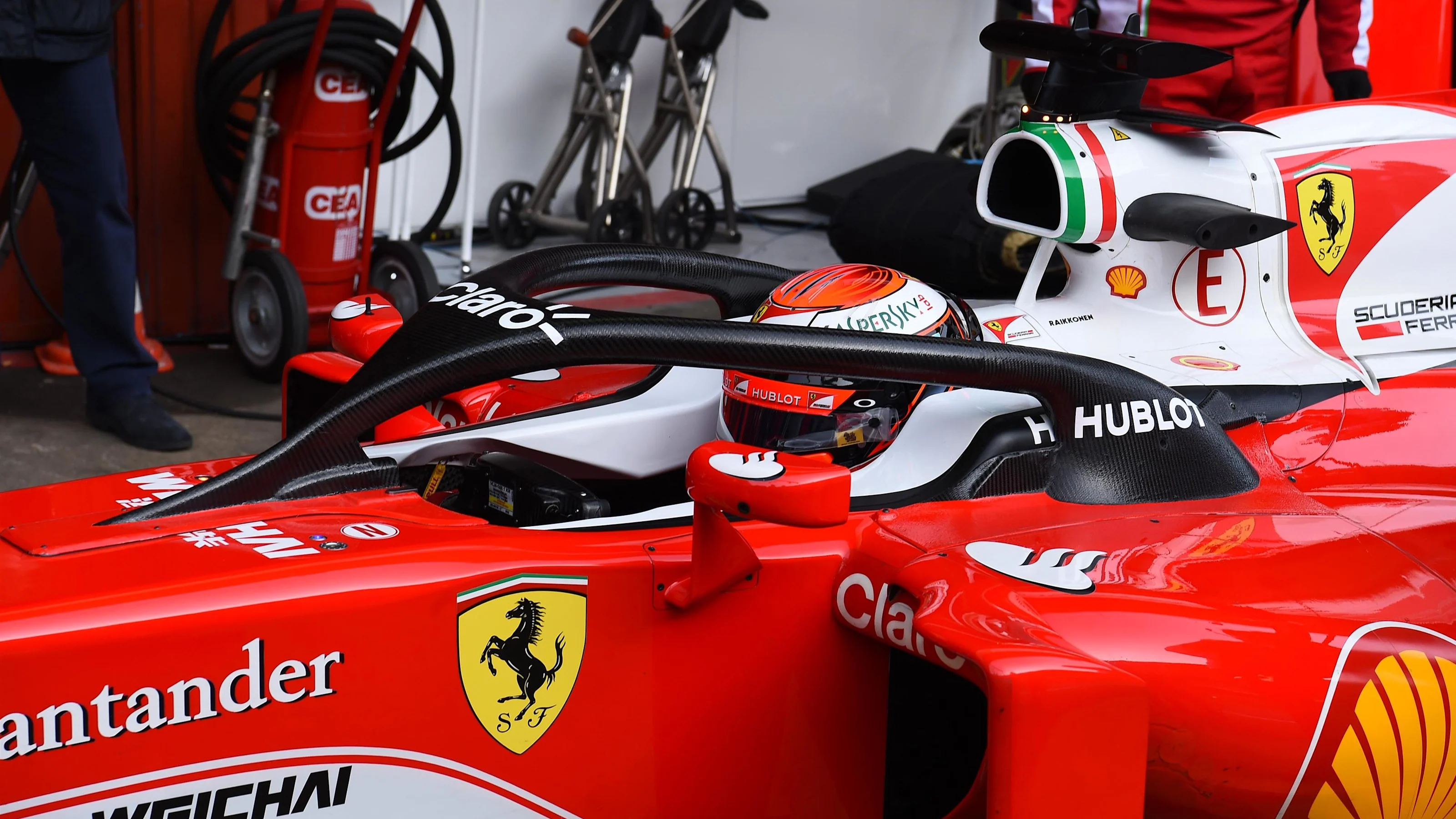 Kimi Raikkonen (FIN) Ferrari SF16-H with halo at Formula One Testing, Day Three, Barcelona, Spain,