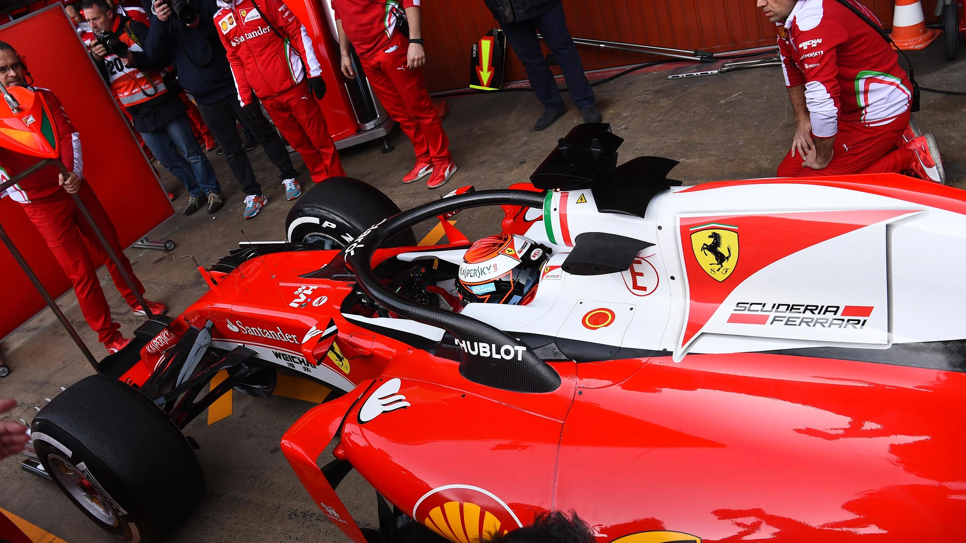 Kimi Raikkonen (FIN) Ferrari SF16-H with halo at Formula One Testing, Day Three, Barcelona, Spain,