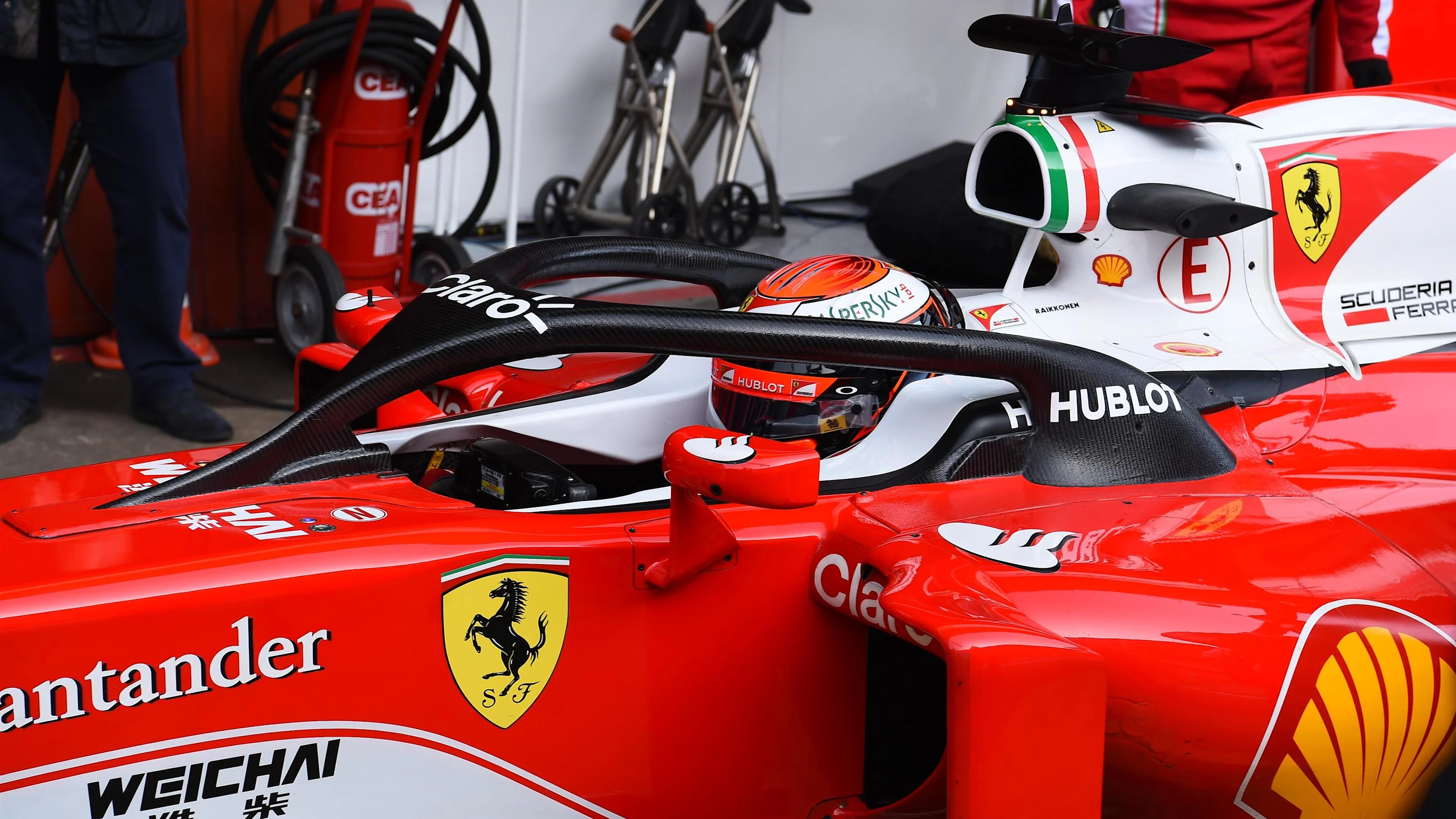 Kimi Raikkonen (FIN) Ferrari SF16-H with halo at Formula One Testing, Day Three, Barcelona, Spain,