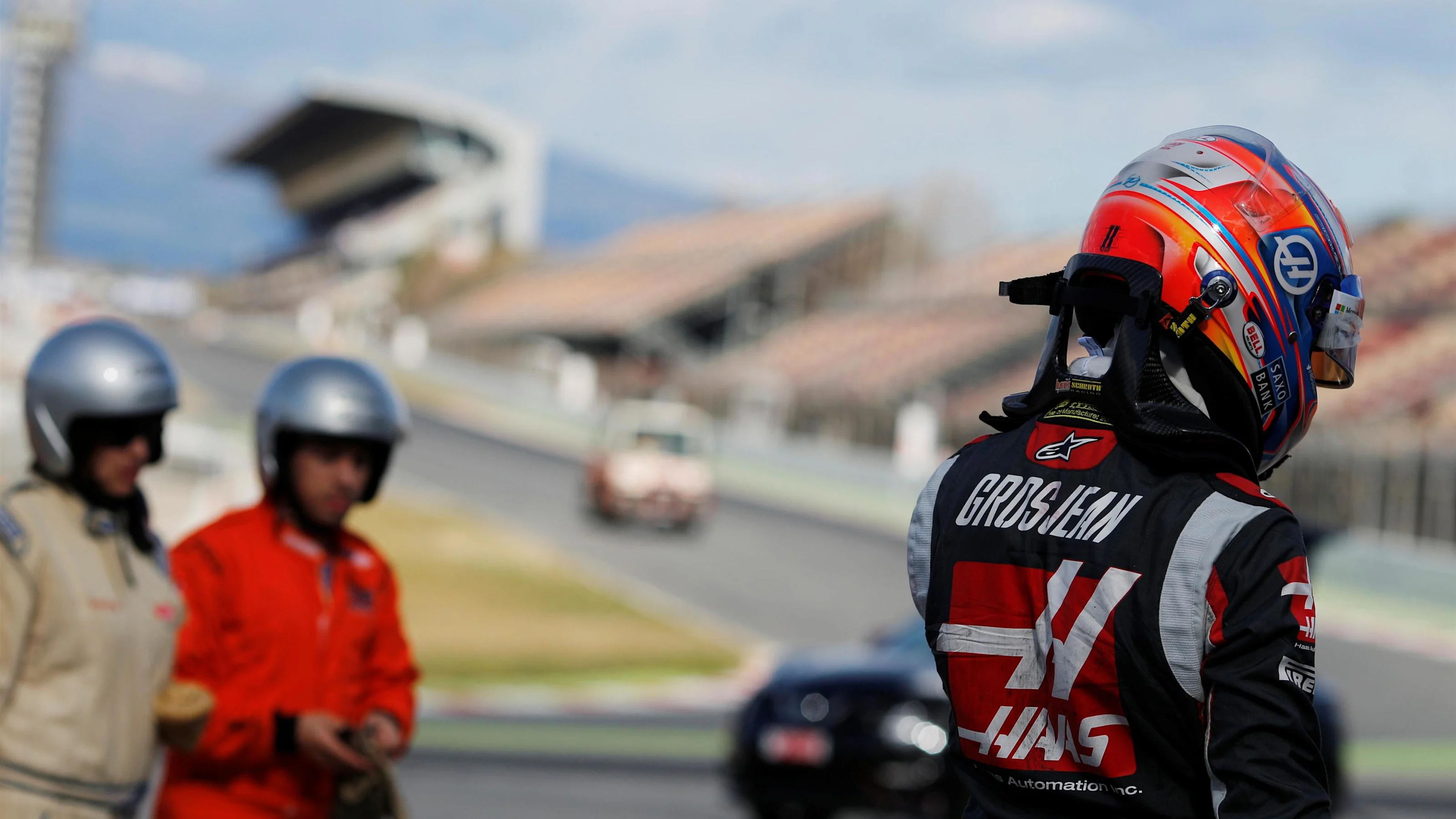 Romain Grosjean (FRA) Haas F1 after spinning into the gravel at Formula One Testing, Day Three,