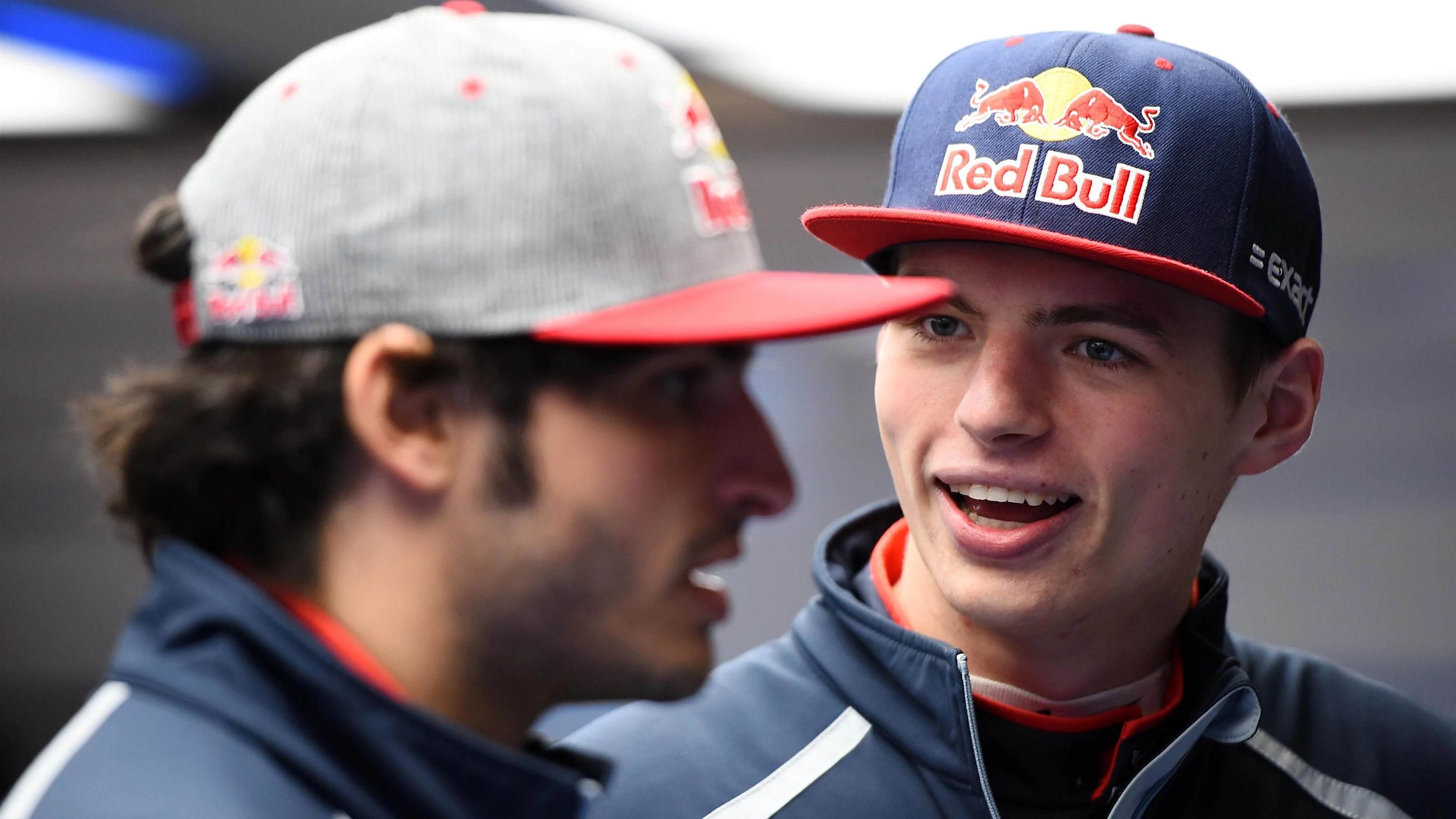 Carlos Sainz jr (ESP) Scuderia Toro Rosso and Max Verstappen (NED) Scuderia Toro Rosso at Formula