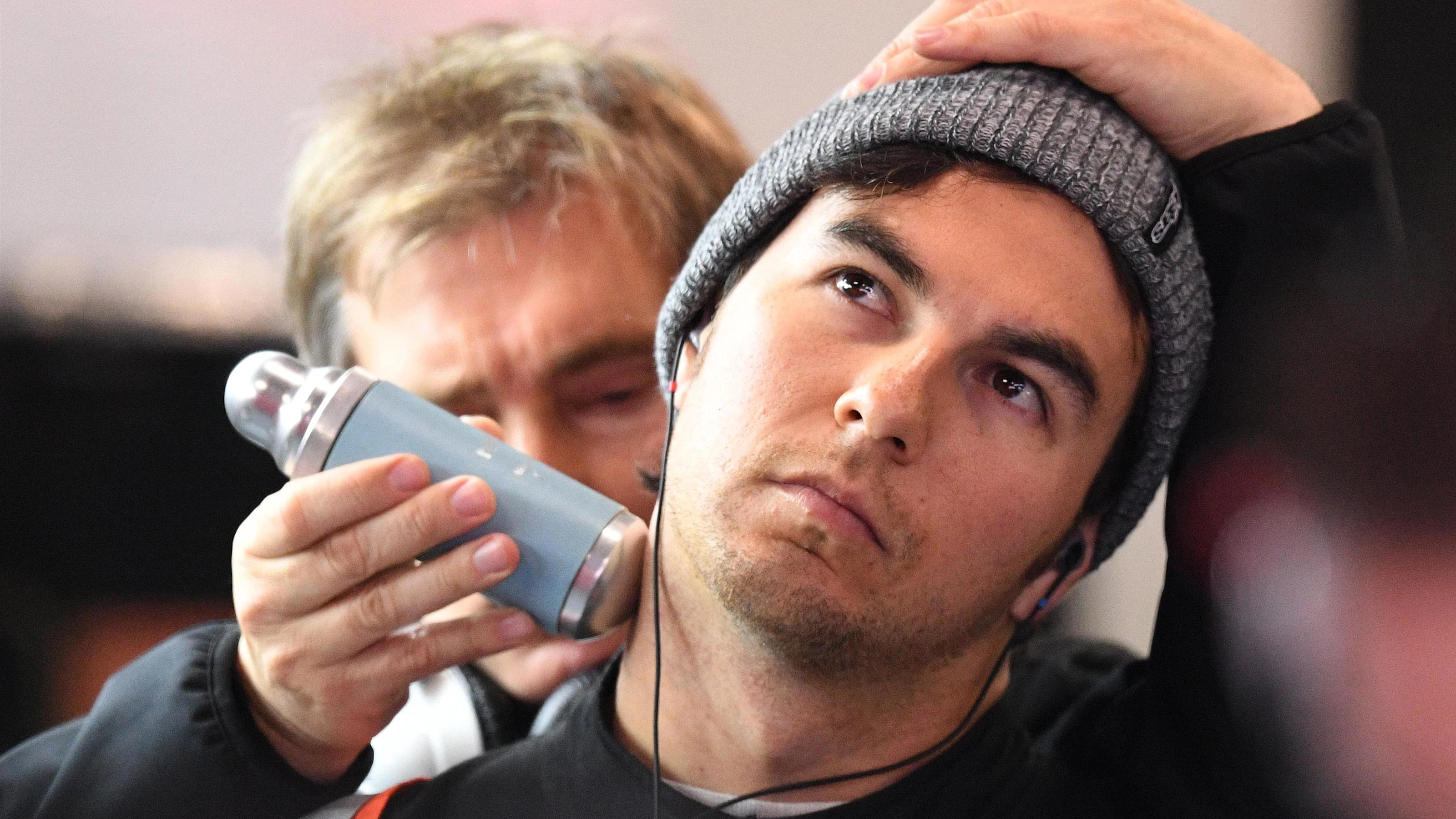 Sergio Perez (MEX) Force India with his trainer Xavi Martos (ESP) trainer at Formula One Testing,